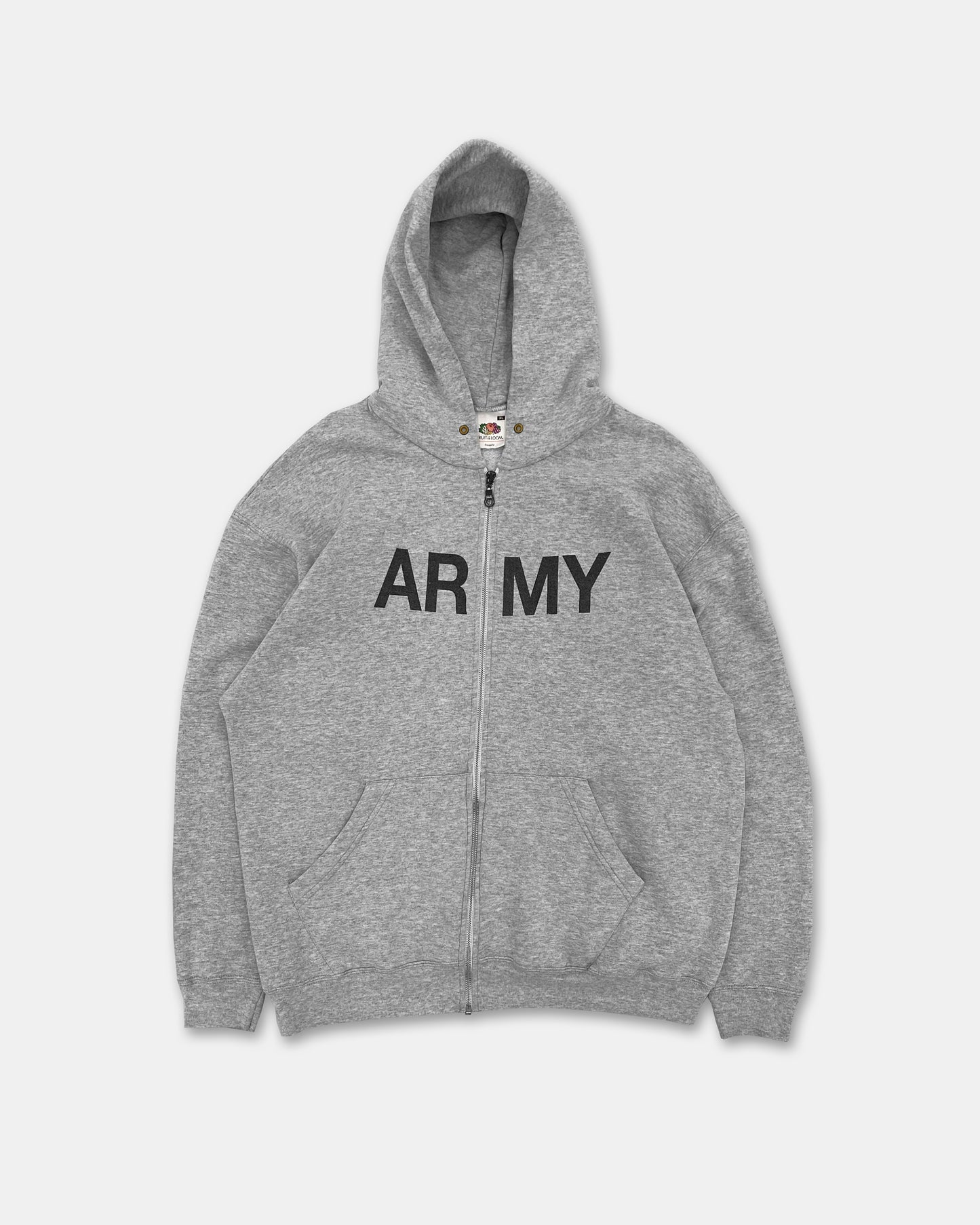 Vintage 2000s Army Zip Hoodie Grey