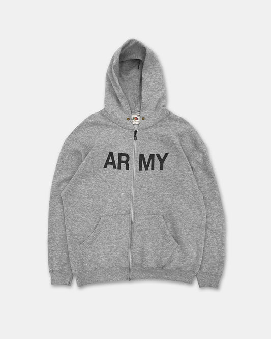 Vintage 2000s Army Zip Hoodie Grey