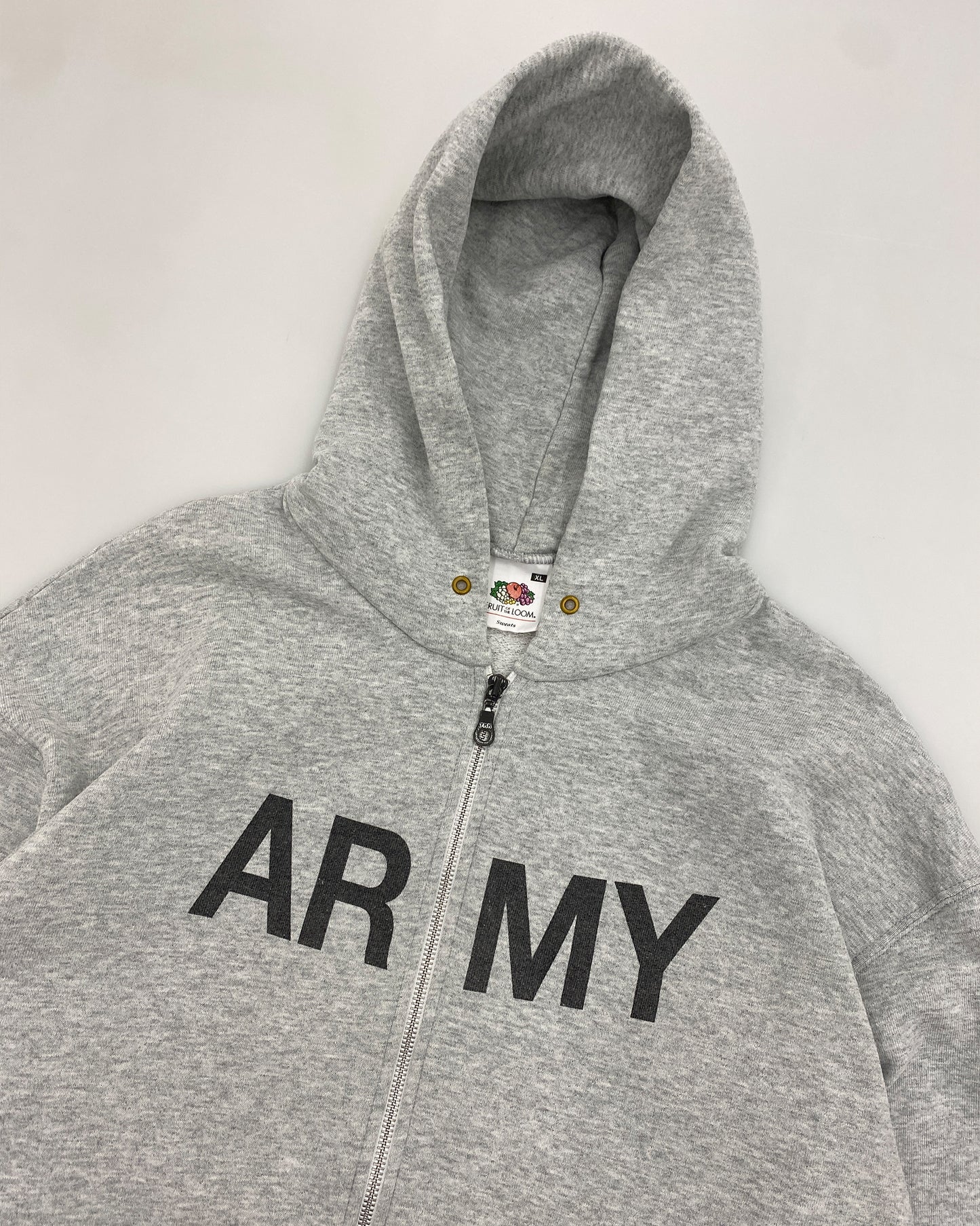 Vintage 2000s Army Zip Hoodie Grey