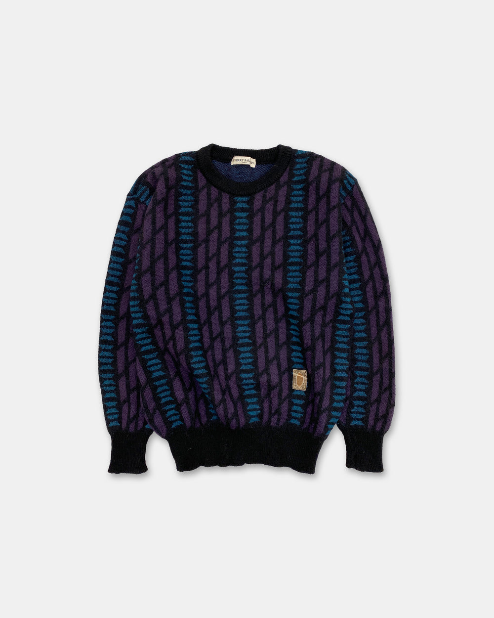 Pierre Balmain 1990er Strickpullover Schwarz Lila 