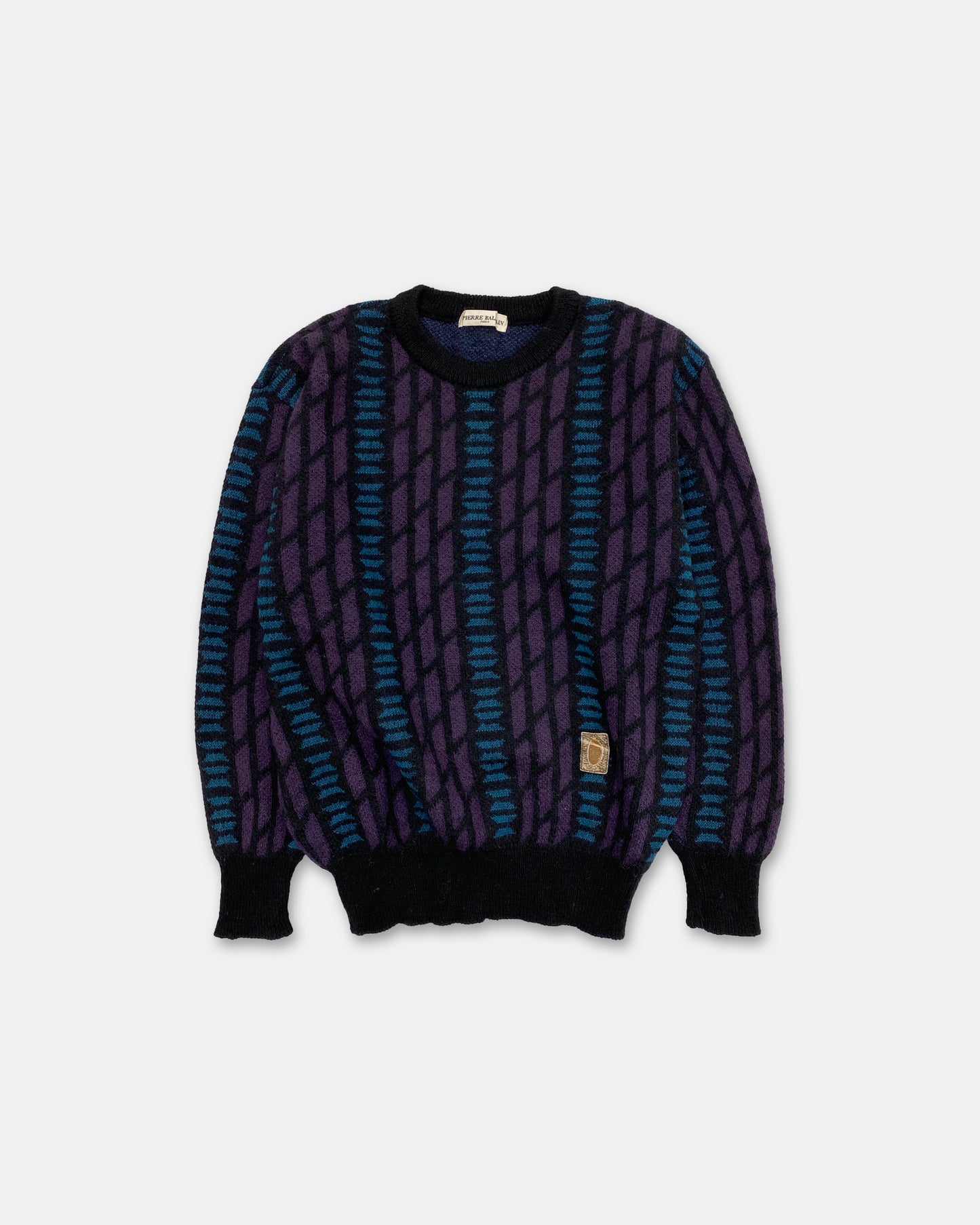 Pierre Balmain 1990s Knit Sweater Black Purple