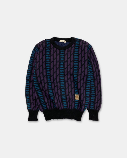 Pierre Balmain 1990er Strickpullover Schwarz Lila 