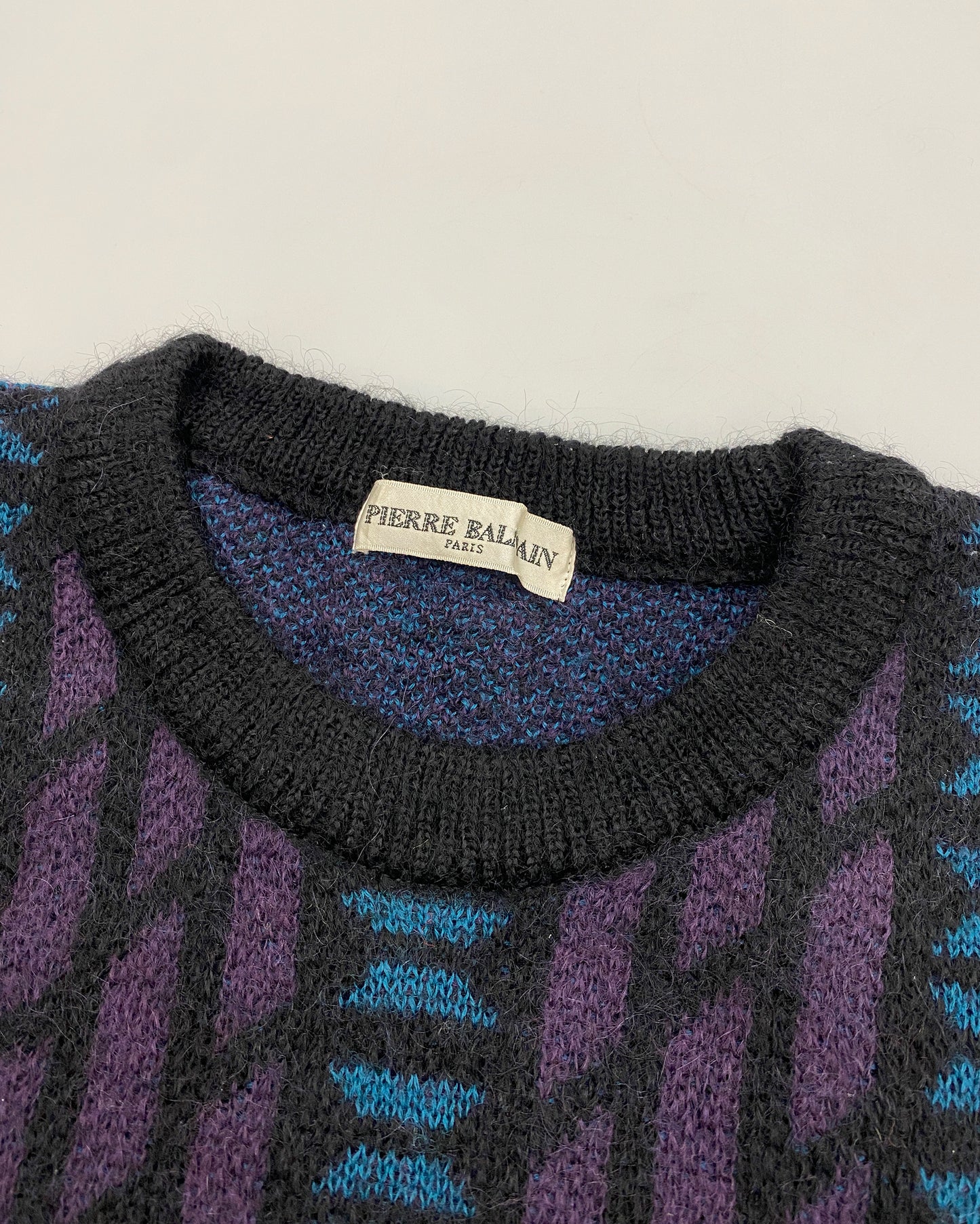 Pierre Balmain 1990s Knit Sweater Black Purple