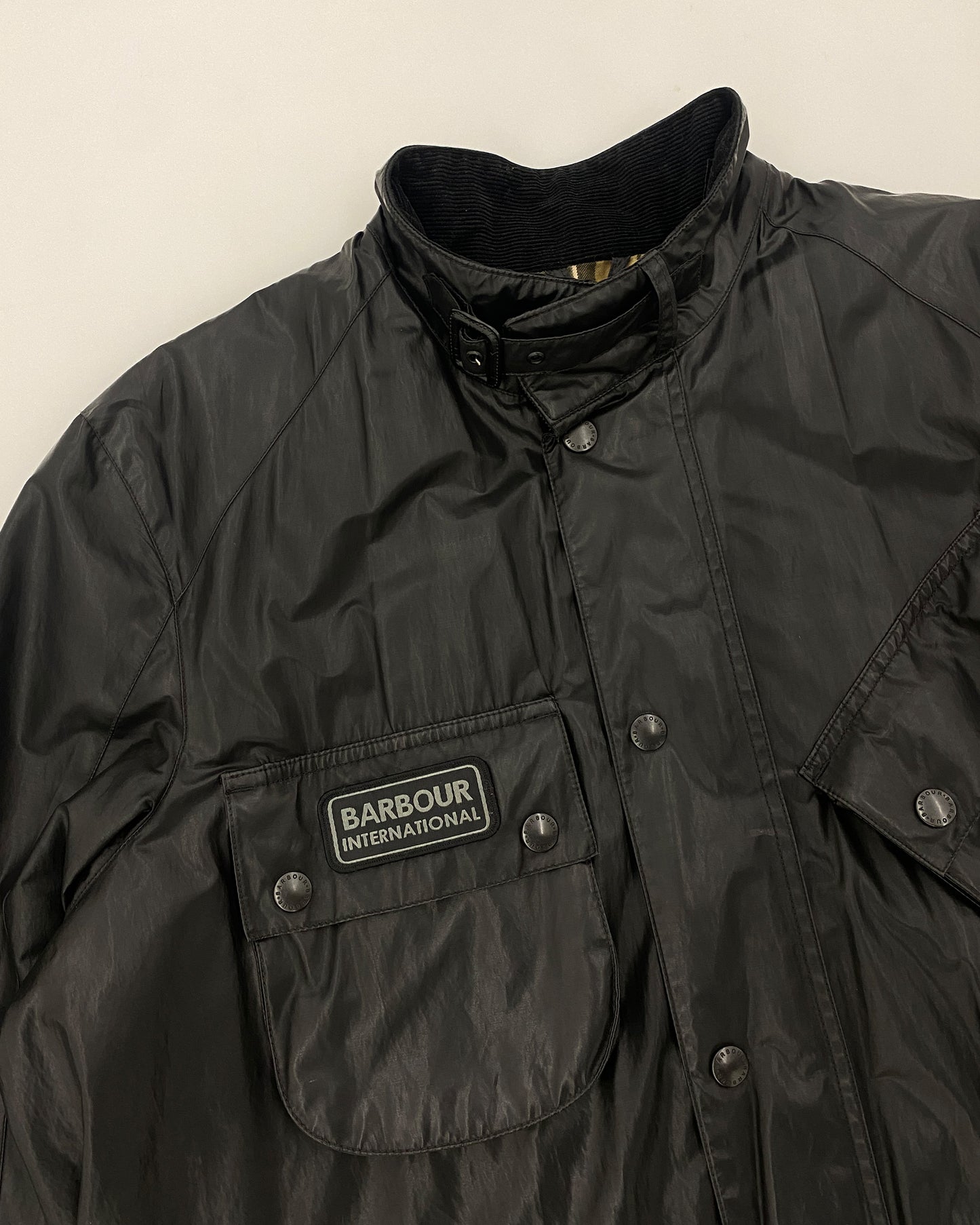 Barbour International 2000s Biker Blouson Jacke Schwarz 