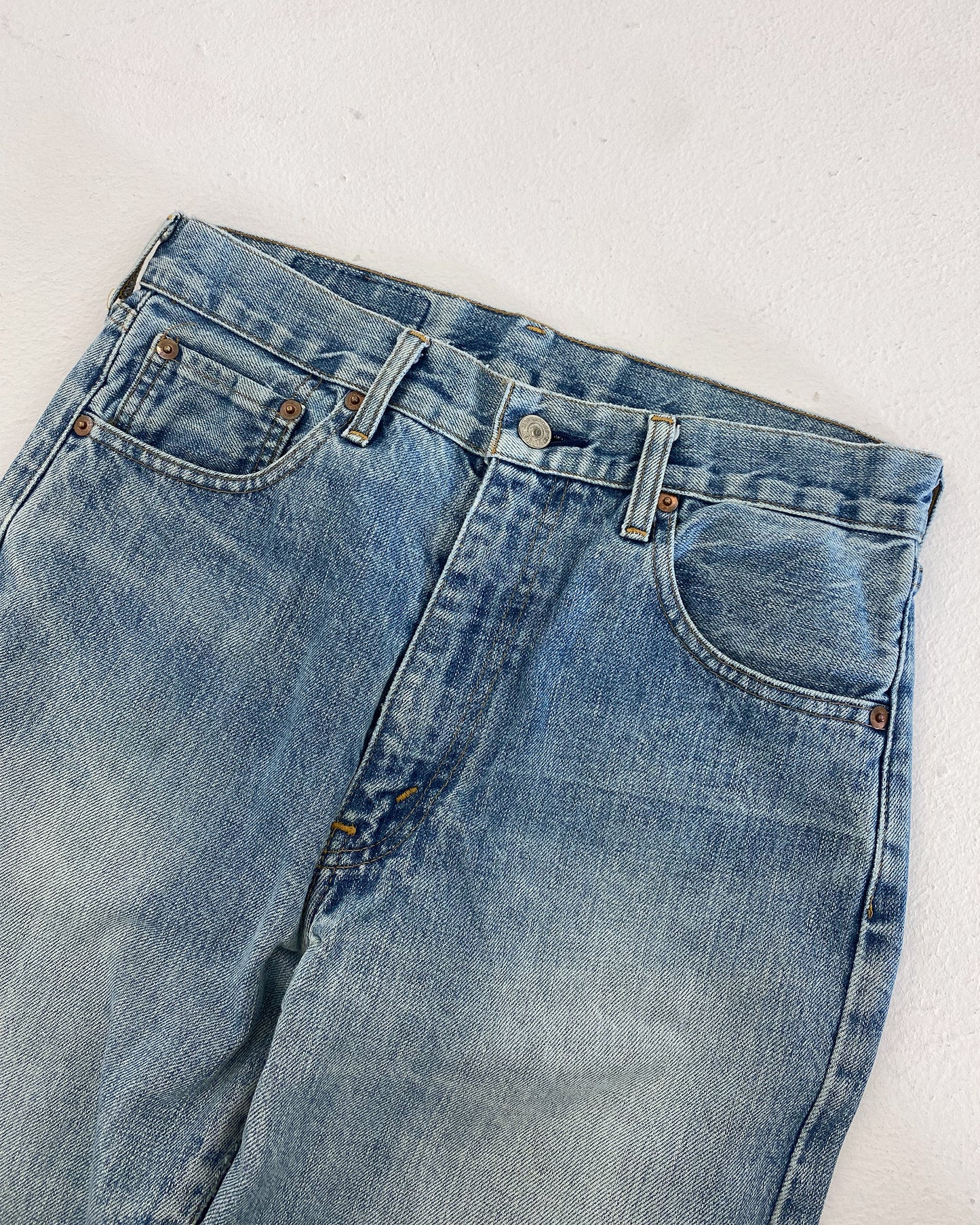 Levis 1992 502xx Japan Big E Selvedge Denim Hellblau 