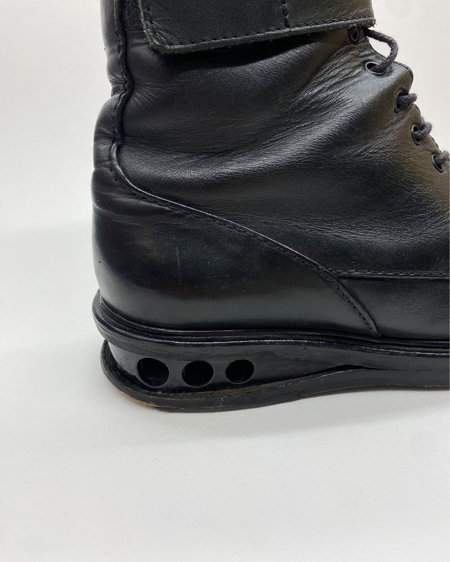 Dirk Bikkembergs 1990s Heel Holes Velcro Square Toe Ankle Boots Black