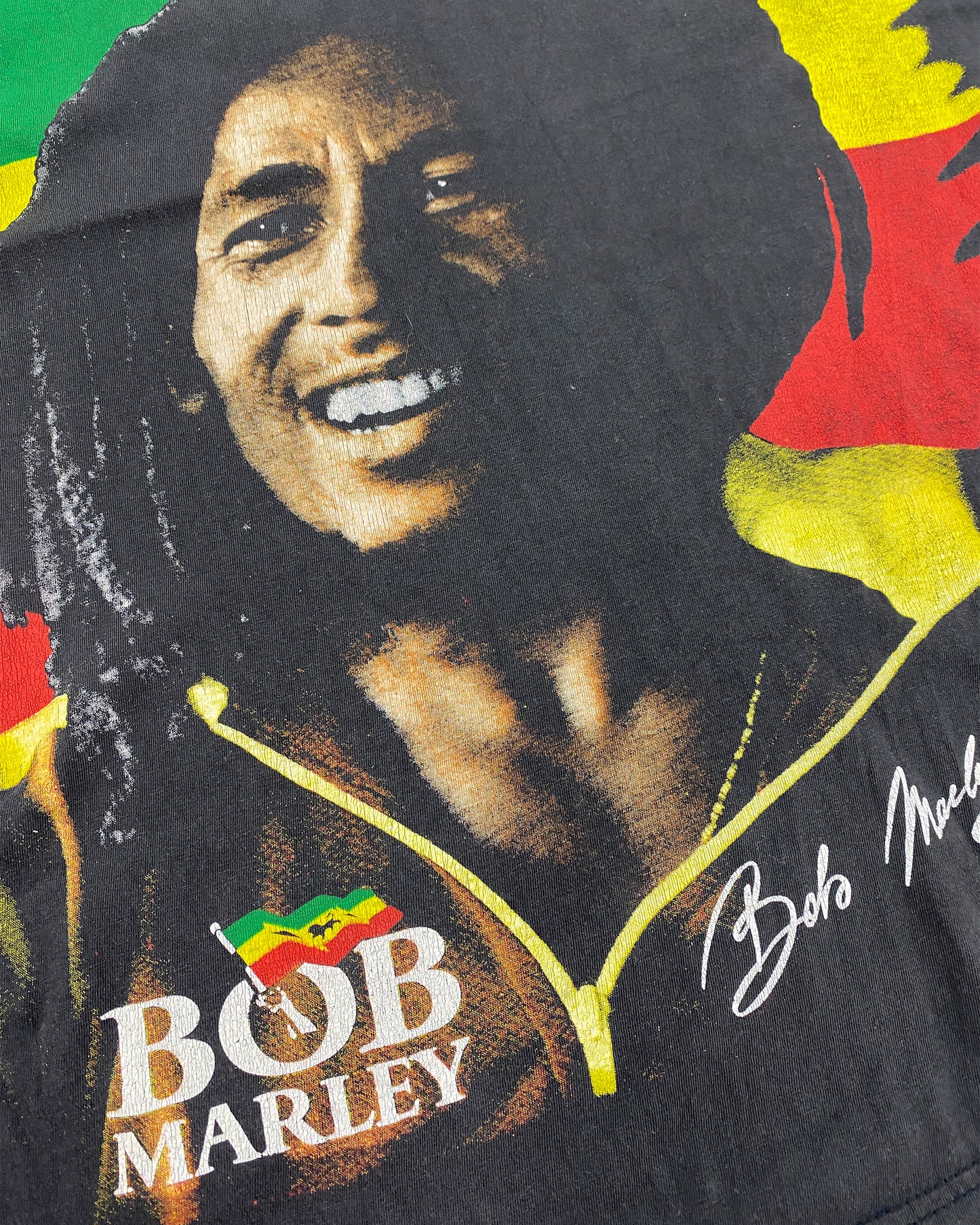 Vintage 2000er Bob Marley T-Shirt verblasst schwarz 