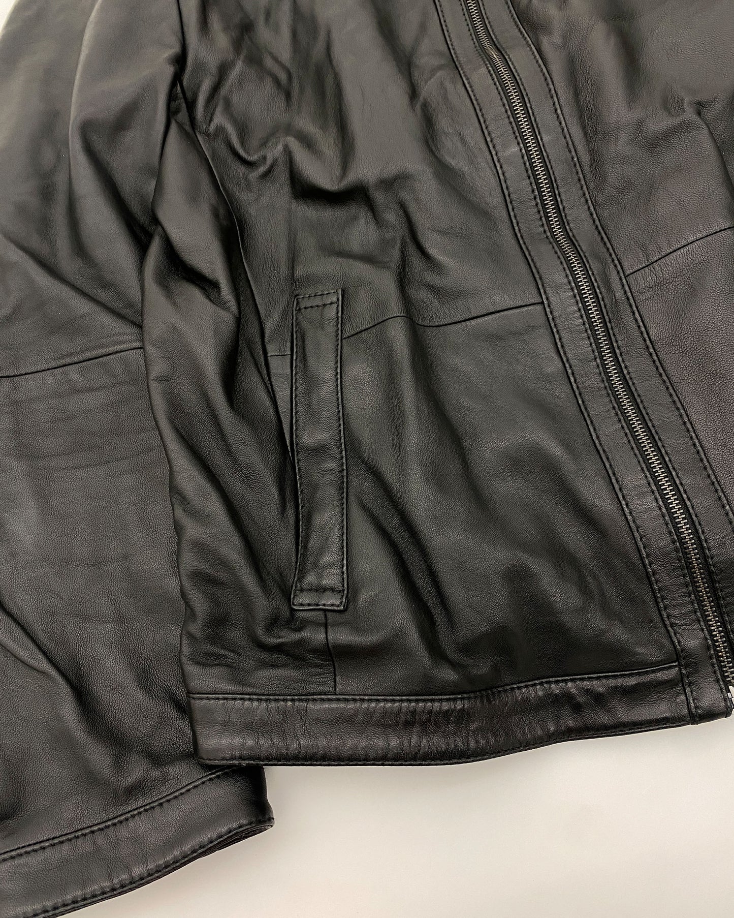 Hugo Boss 2010er Biker Lammlederjacke Schwarz 