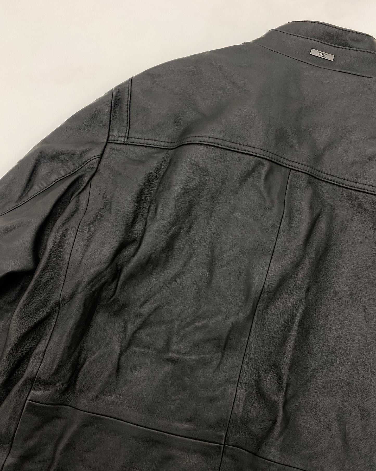 Hugo Boss 2010er Biker Lammlederjacke Schwarz 