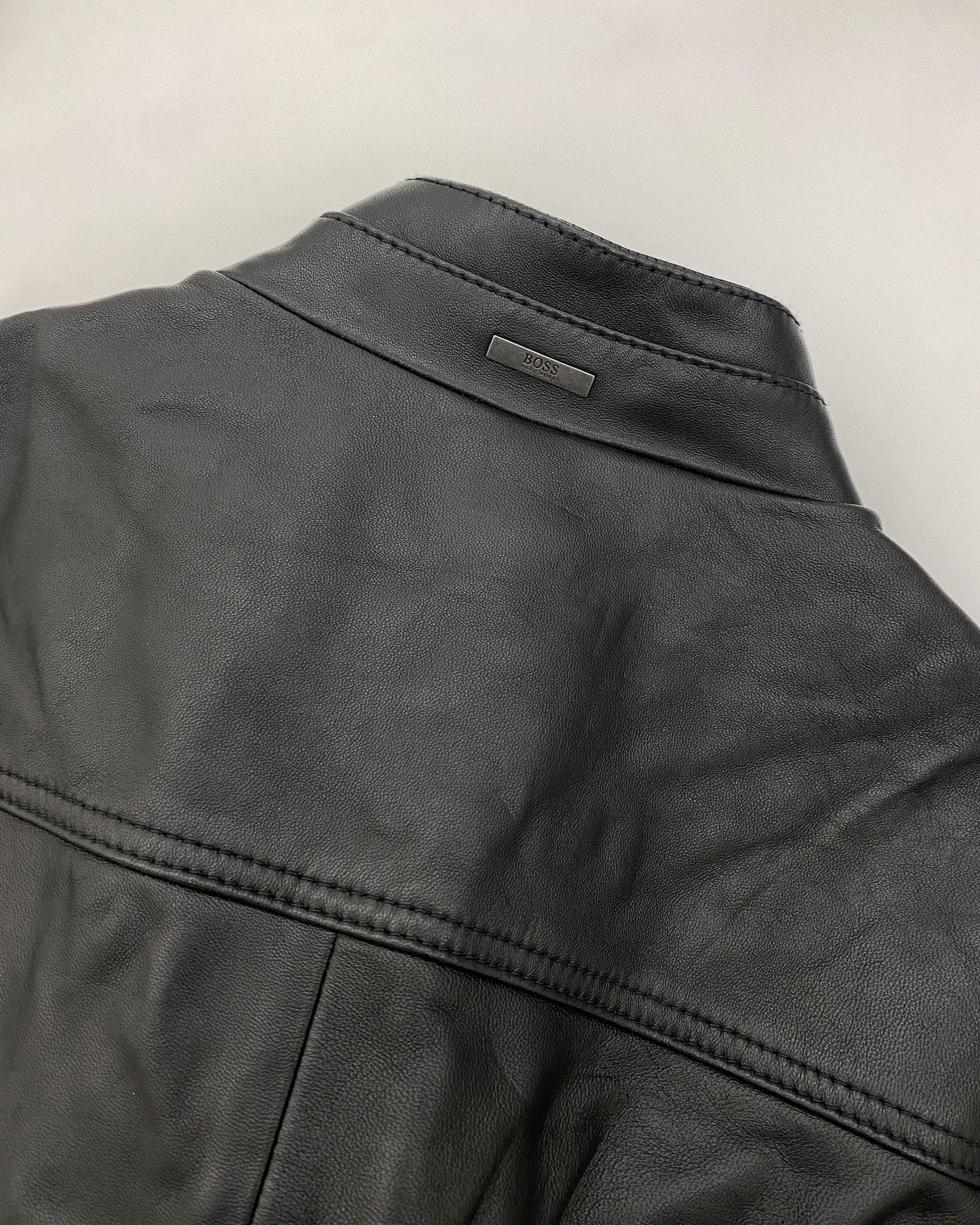 Hugo Boss 2010er Biker Lammlederjacke Schwarz 