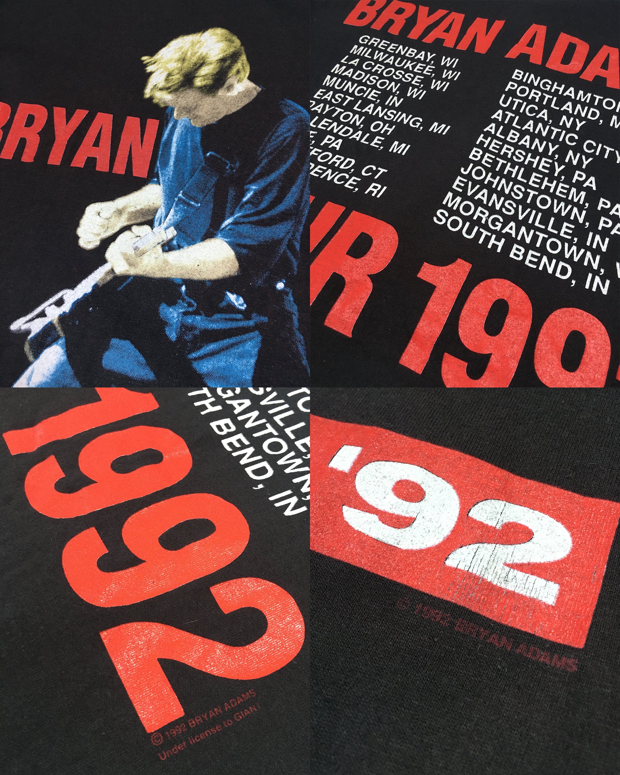 Vintage 1992 Bryan Adams World Tour Band Single Stitch T-Shirt