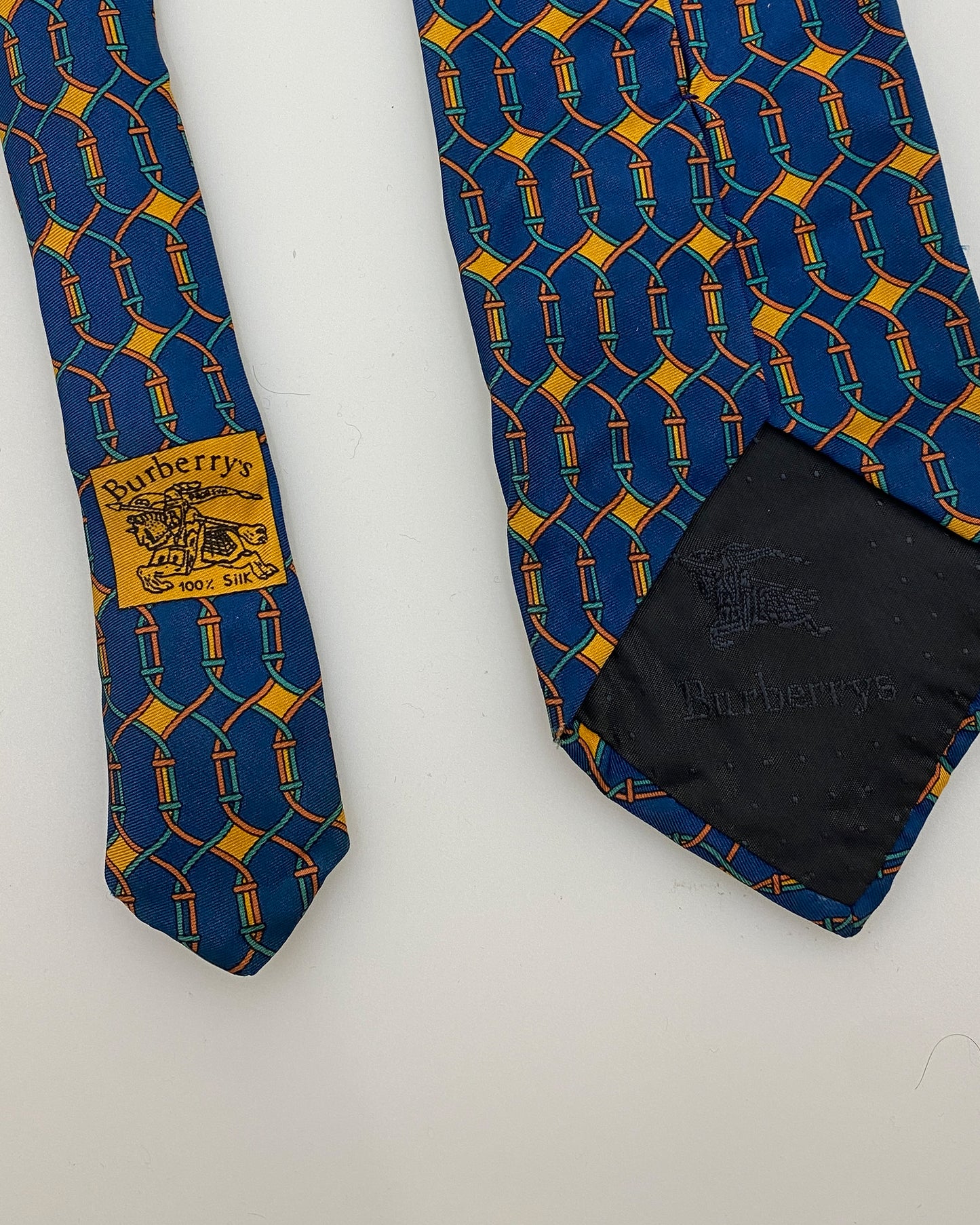 Burberrys 1990s Pattern Tie Blue