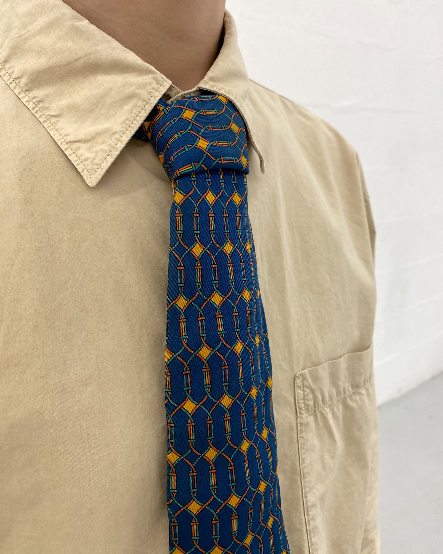 Burberrys 1990s Pattern Tie Blue