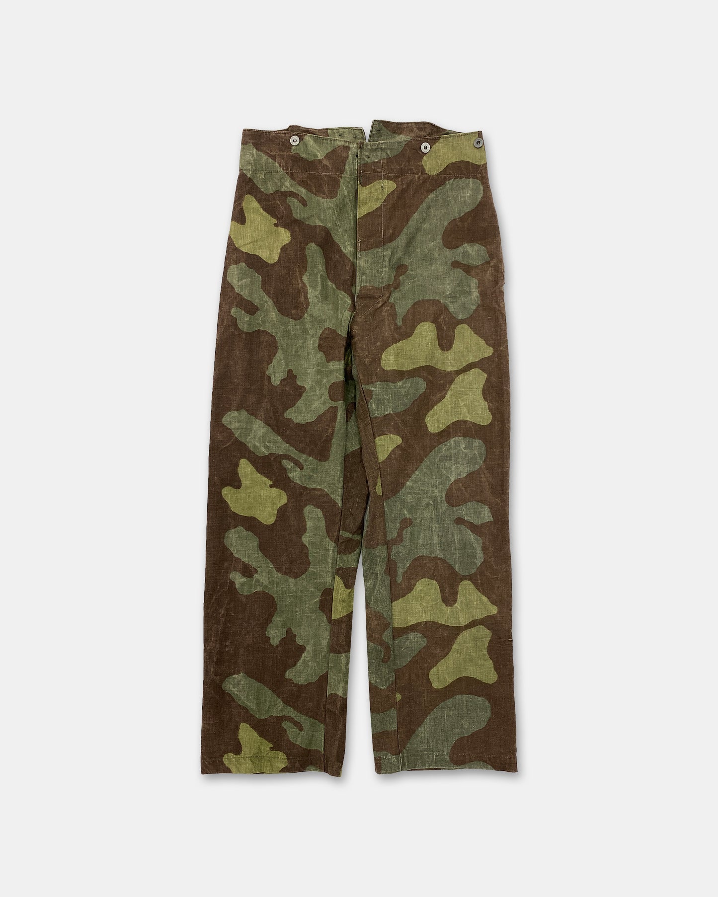 Vintage 1970s Military Buckleback Italian Camo Pants Green Brown