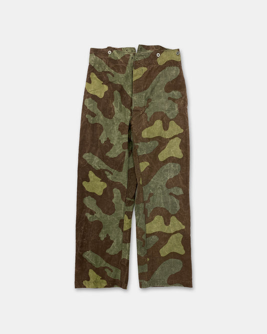 Vintage 1970er Militärische Buckleback Italienische Camo Hose Grün Braun 