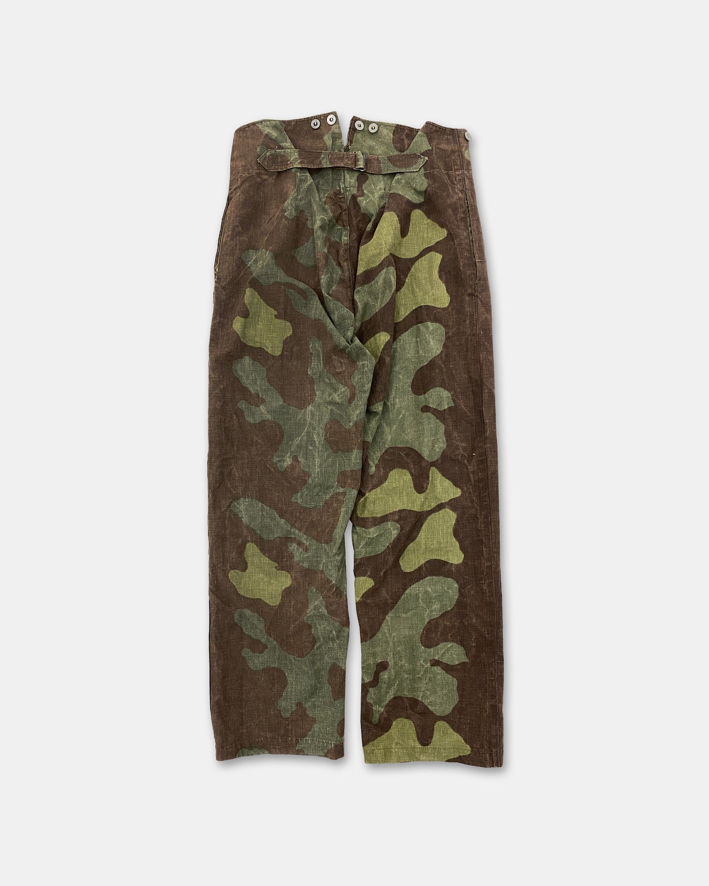 Vintage 1970s Military Buckleback Italian Camo Pants Green Brown