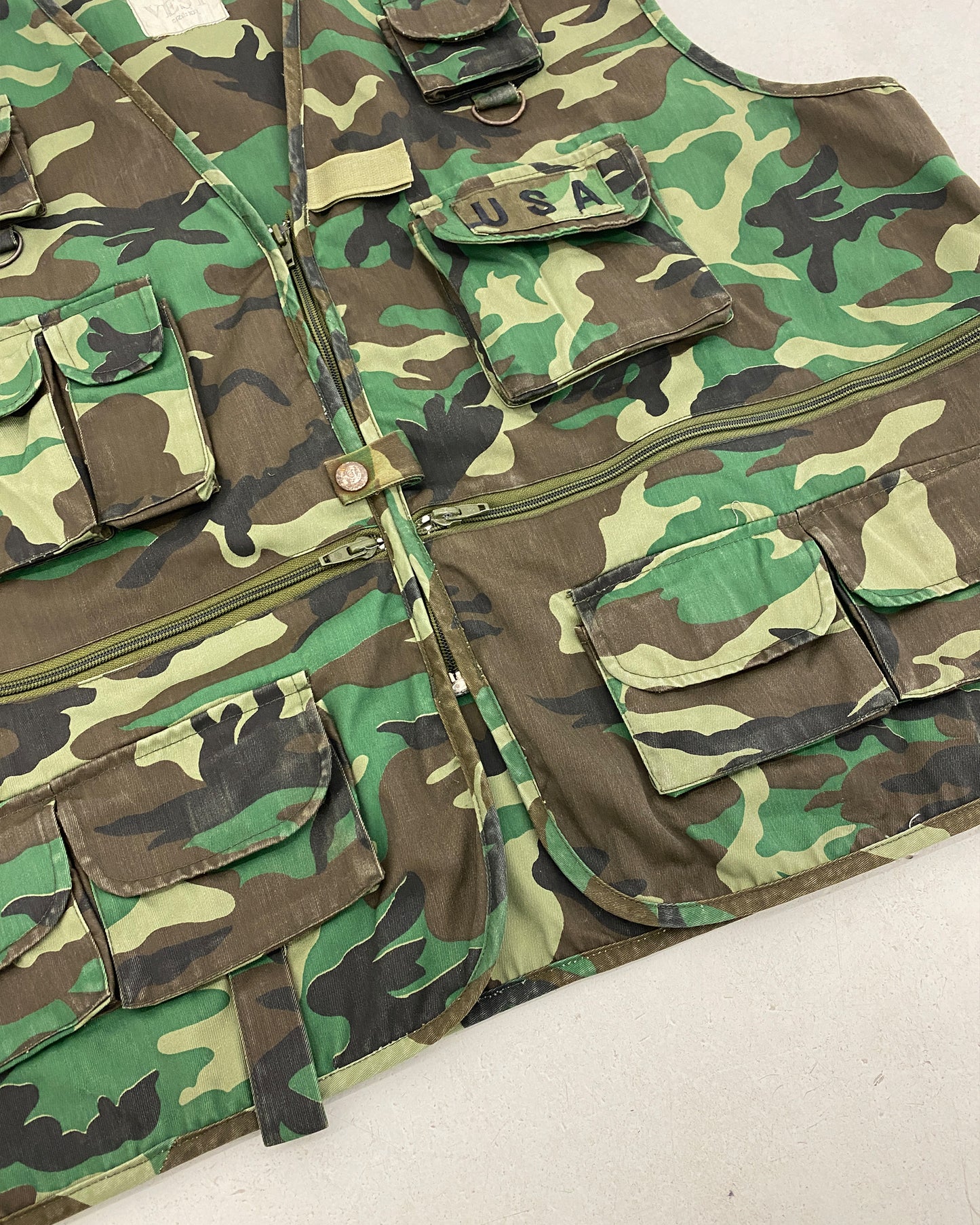 Vintage 1990s Camo USA Vest Green