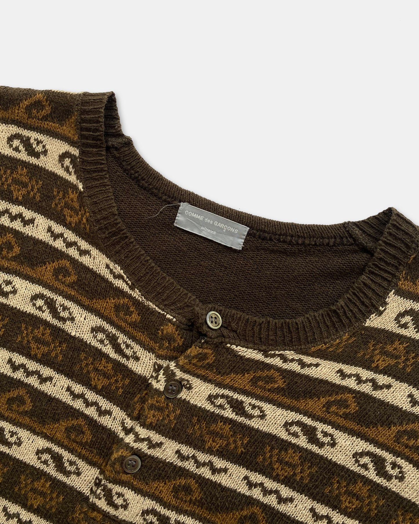 Comme des Garçons Homme AD1997 Asymmetrical Knit Sweater Brown