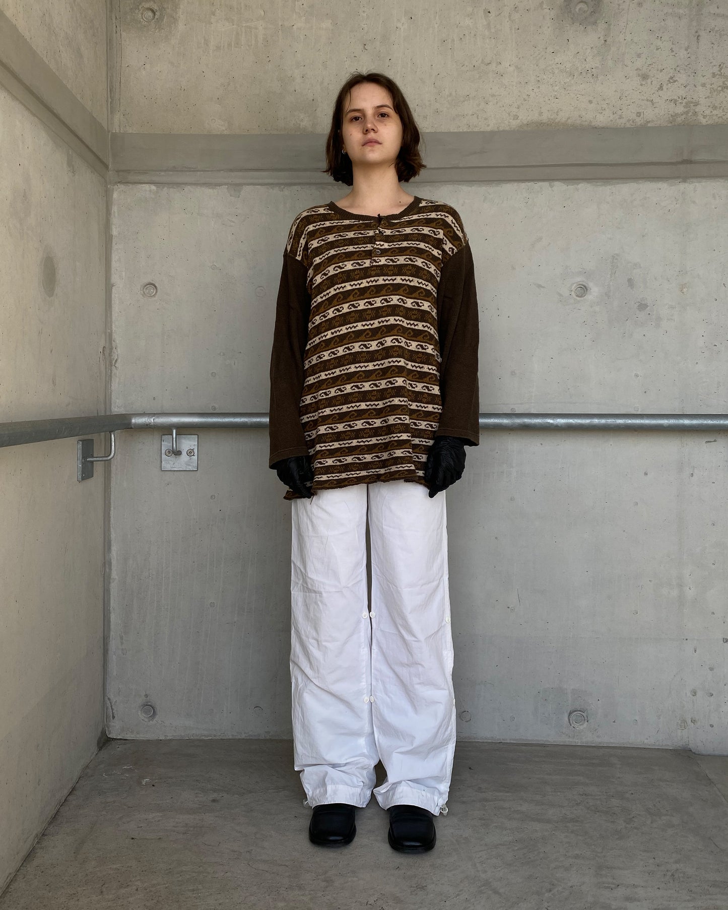 Comme des Garçons Homme AD1997 Asymmetrical Knit Sweater Brown