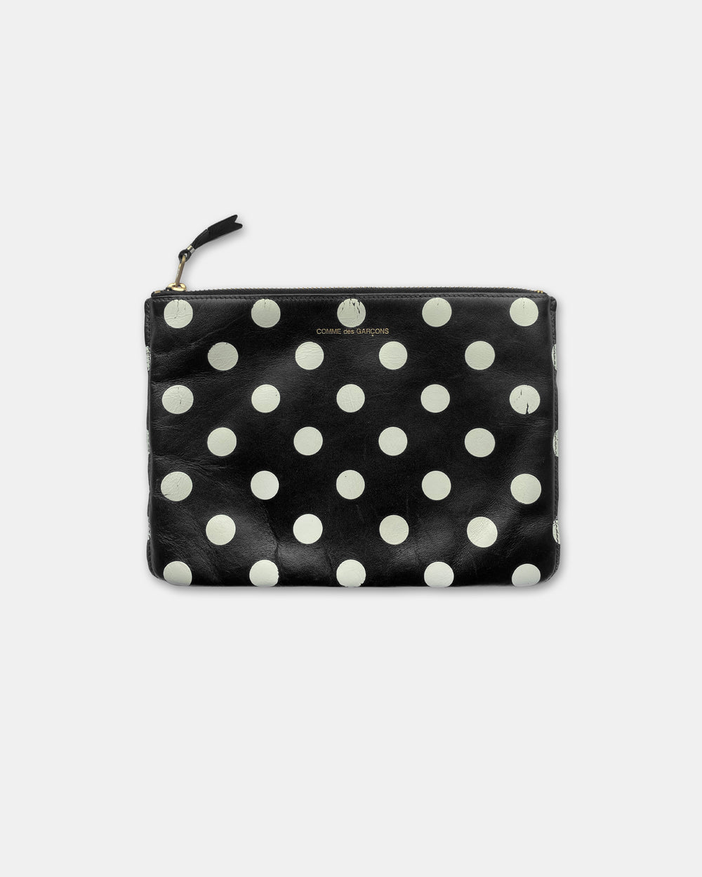 Comme des Garçons 2010s Leder-Geldbörse mit Polka Dots Schwarz 