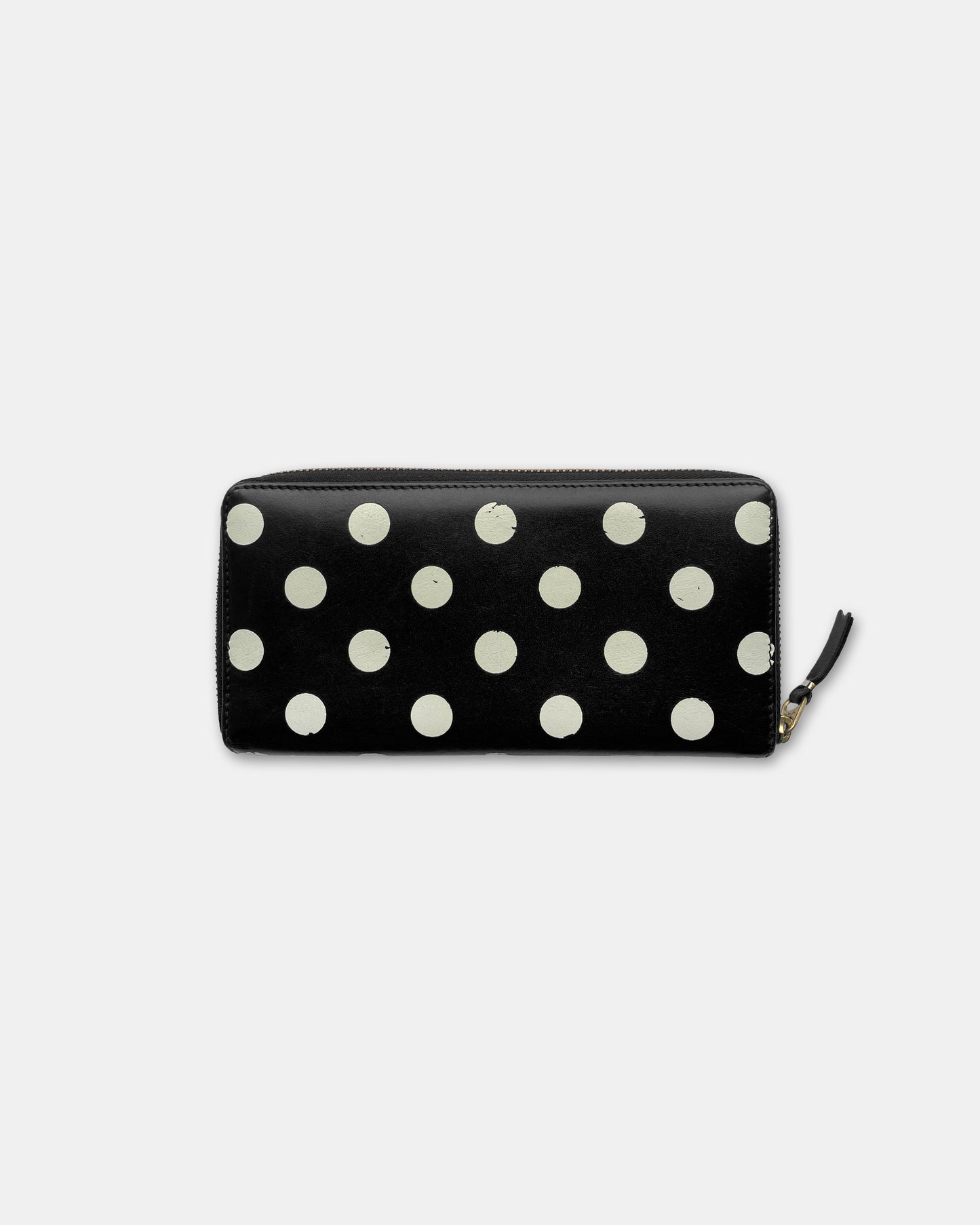 Comme des Garçons 2010s Leder-Geldbörse mit Polka Dots Schwarz 