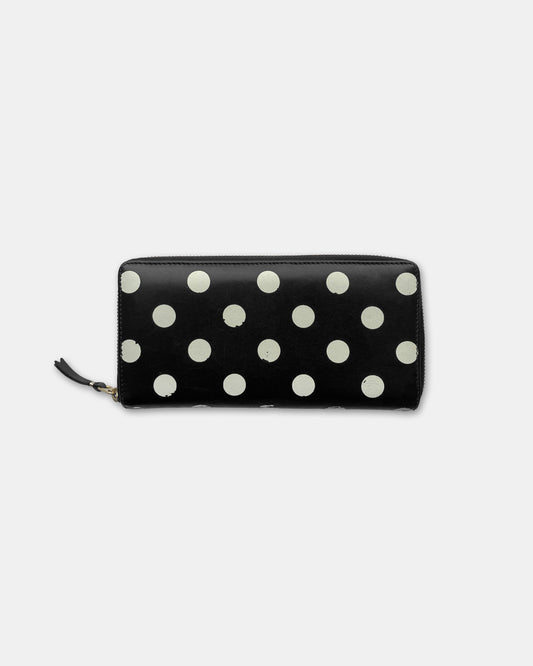 Comme des Garçons 2010s Leder-Geldbörse mit Polka Dots Schwarz 