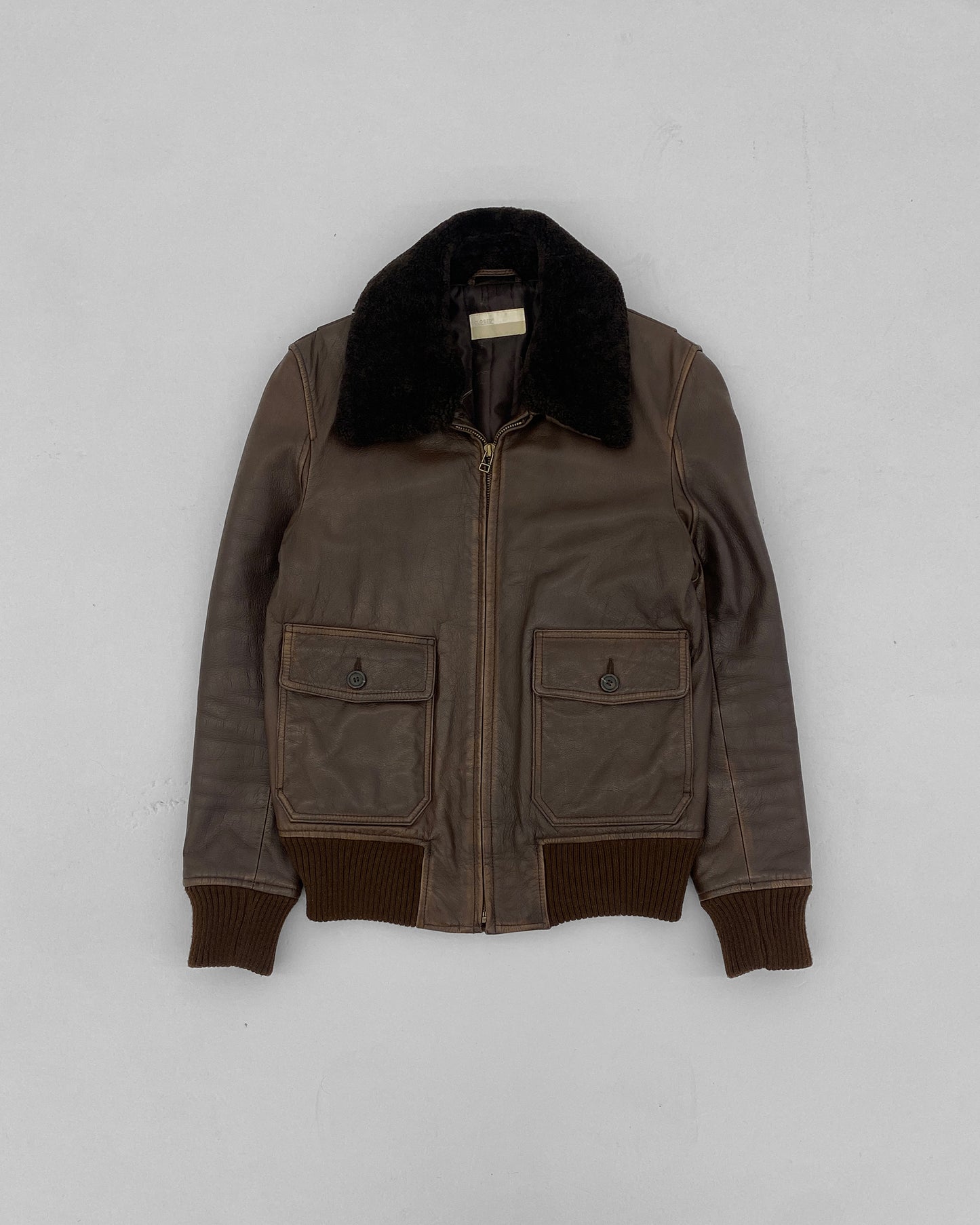 Closed 2010s Detachable Collar Sherpa Leatherjacket Brown