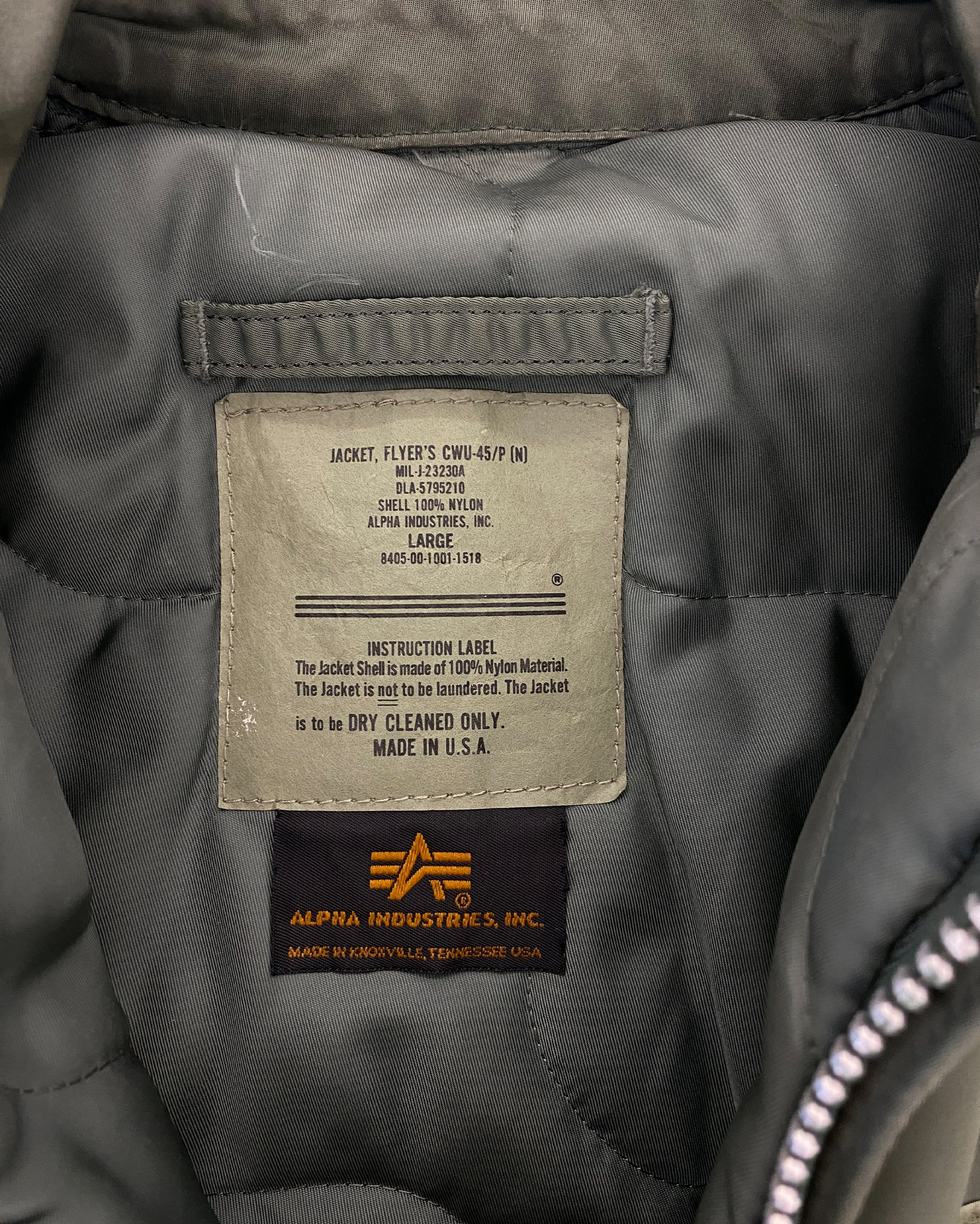【USA製】90s type CWU-45/P vintage ALPHA（L） Alpha Industries 1990s Made in USA CWU 45 P Bomber Jacket Dark