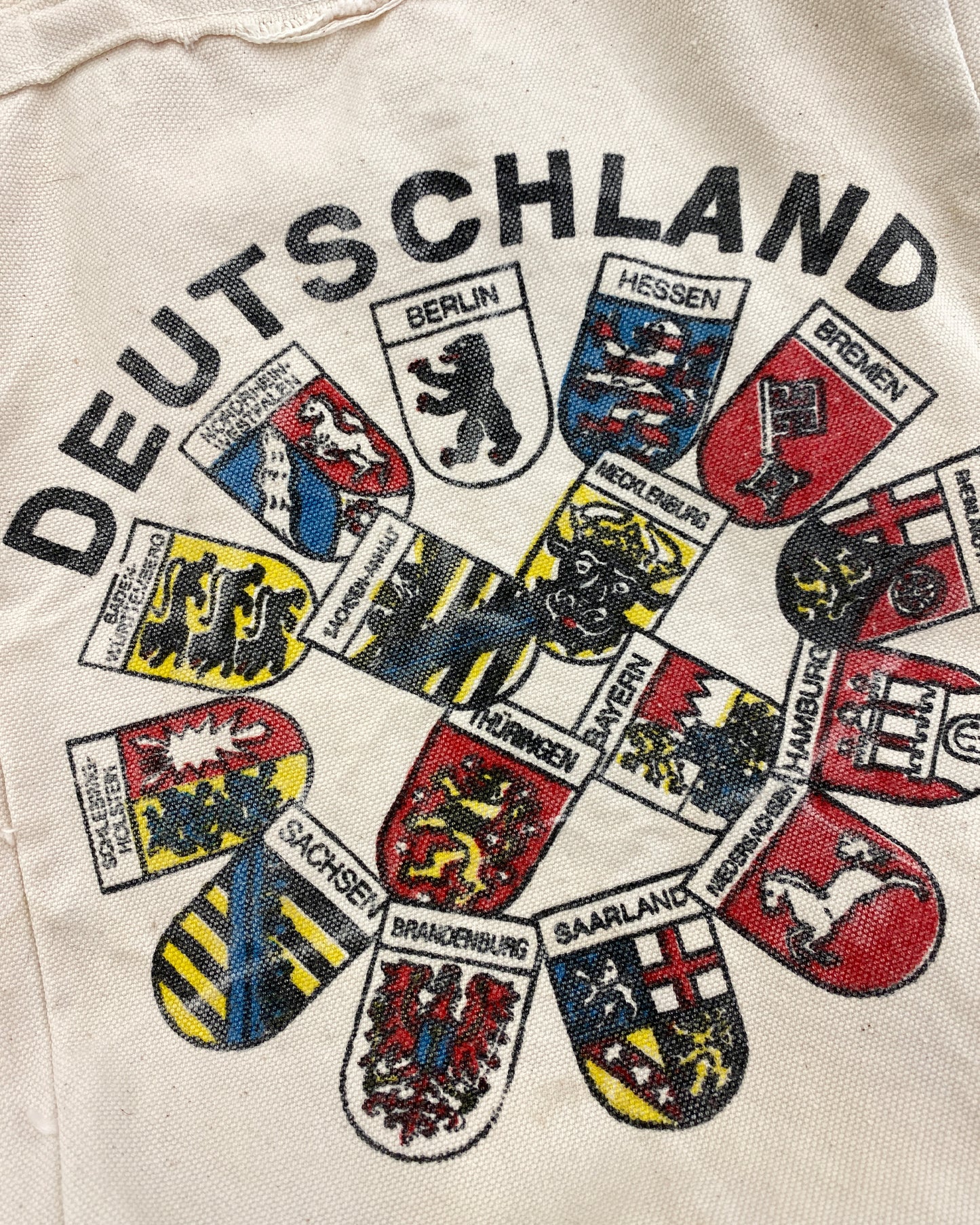 Vintage 1990s Deutschland 16 Bundesländer Tote Bag Offwhite