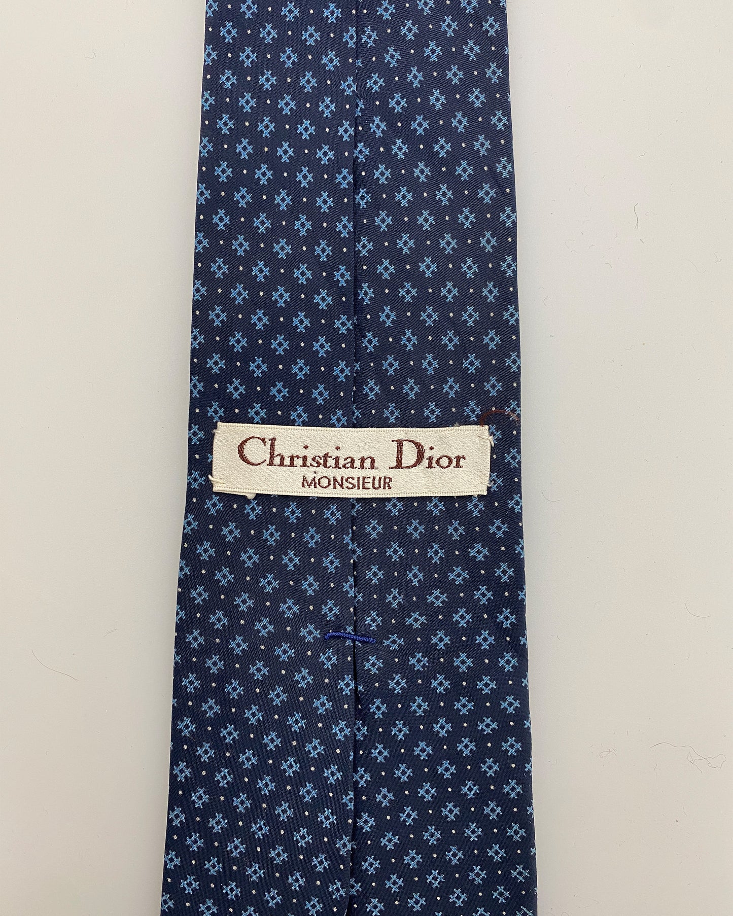 Christian Dior 1990s Pattern Tie Blue