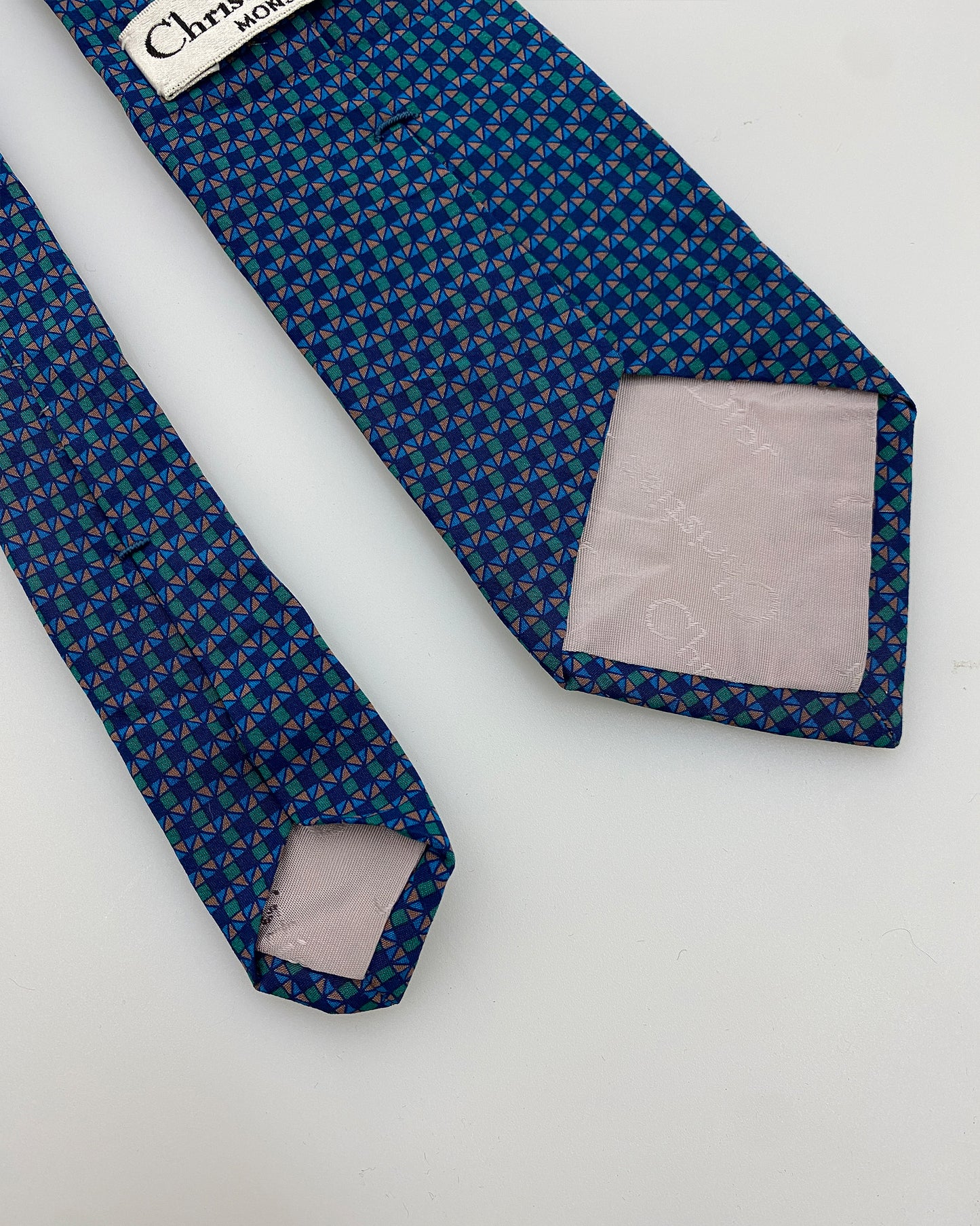 Christian Dior 1990s Pattern Tie Blue