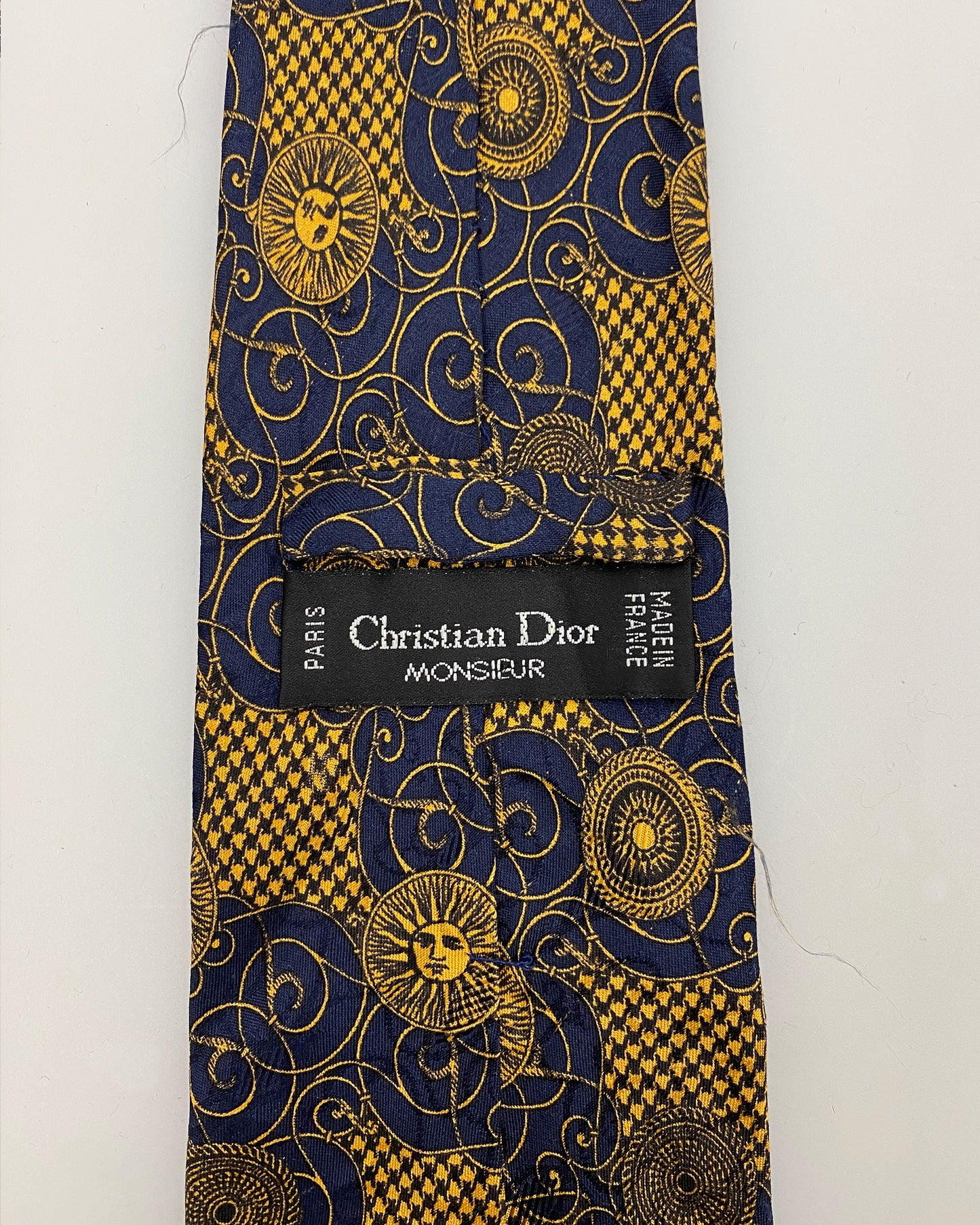 Christian Dior 1990s Sun Pattern Tie Gold