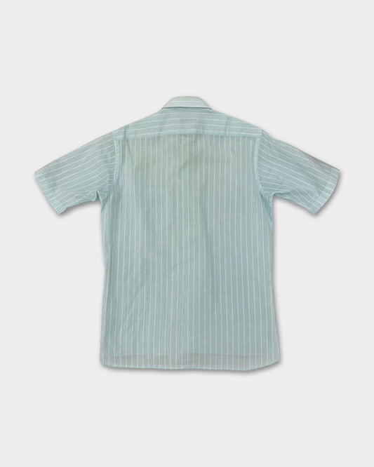 Christian Dior 1980s Striped Short Sleeve Shirt Turquoise