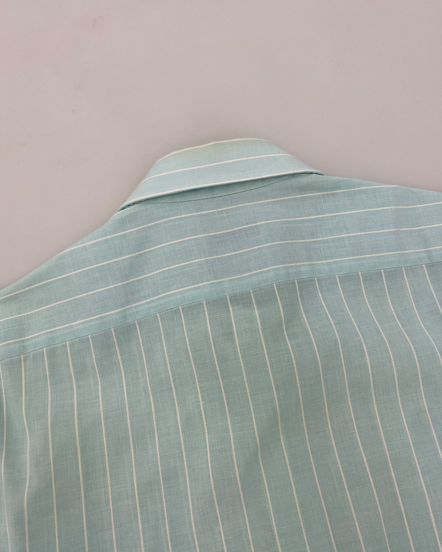 Christian Dior 1980s Striped Short Sleeve Shirt Turquoise