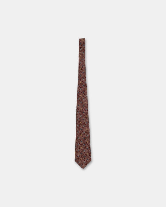 Christian Dior 1990s Pattern Tie Burgundy