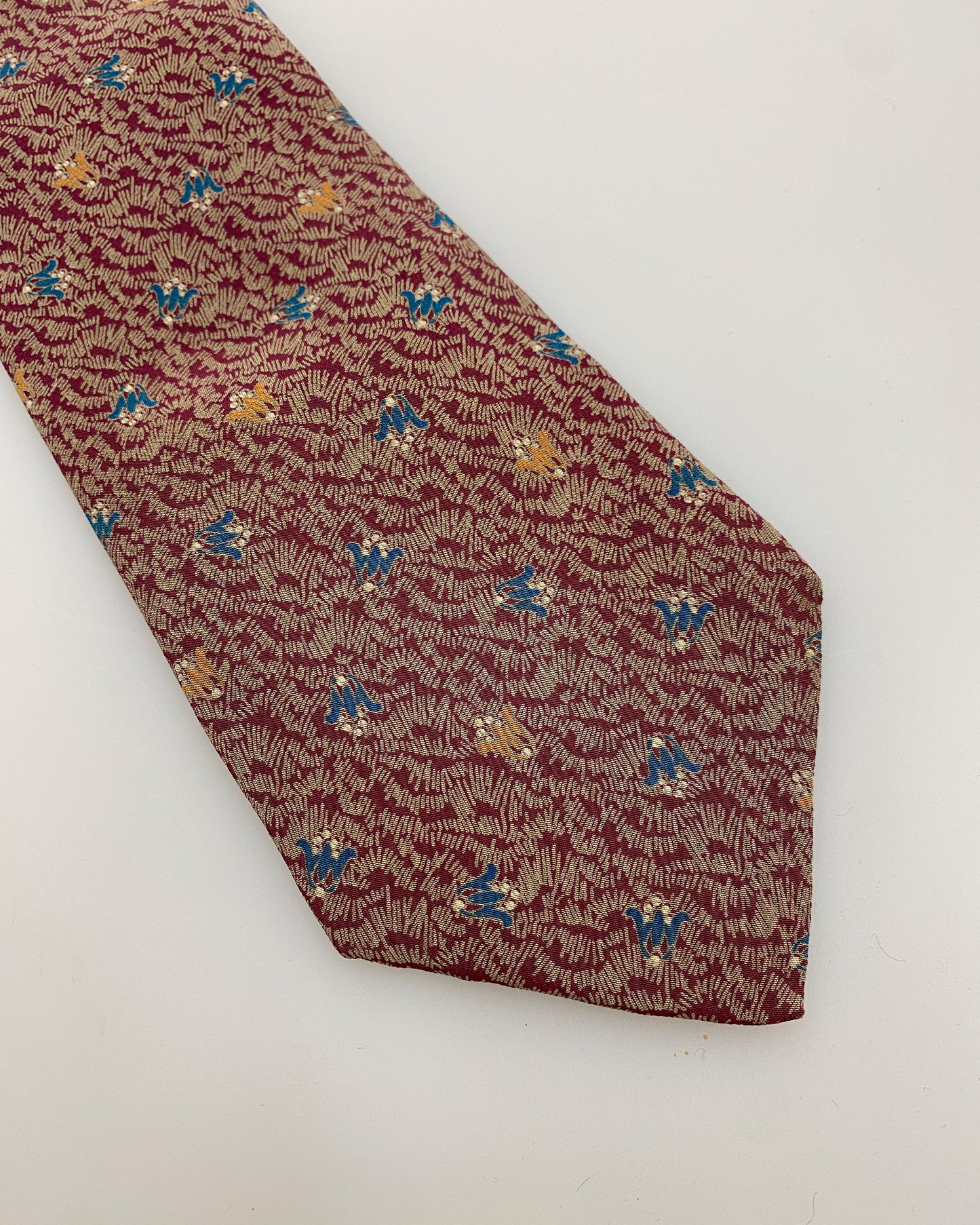 Christian Dior 1990s Pattern Tie Burgundy