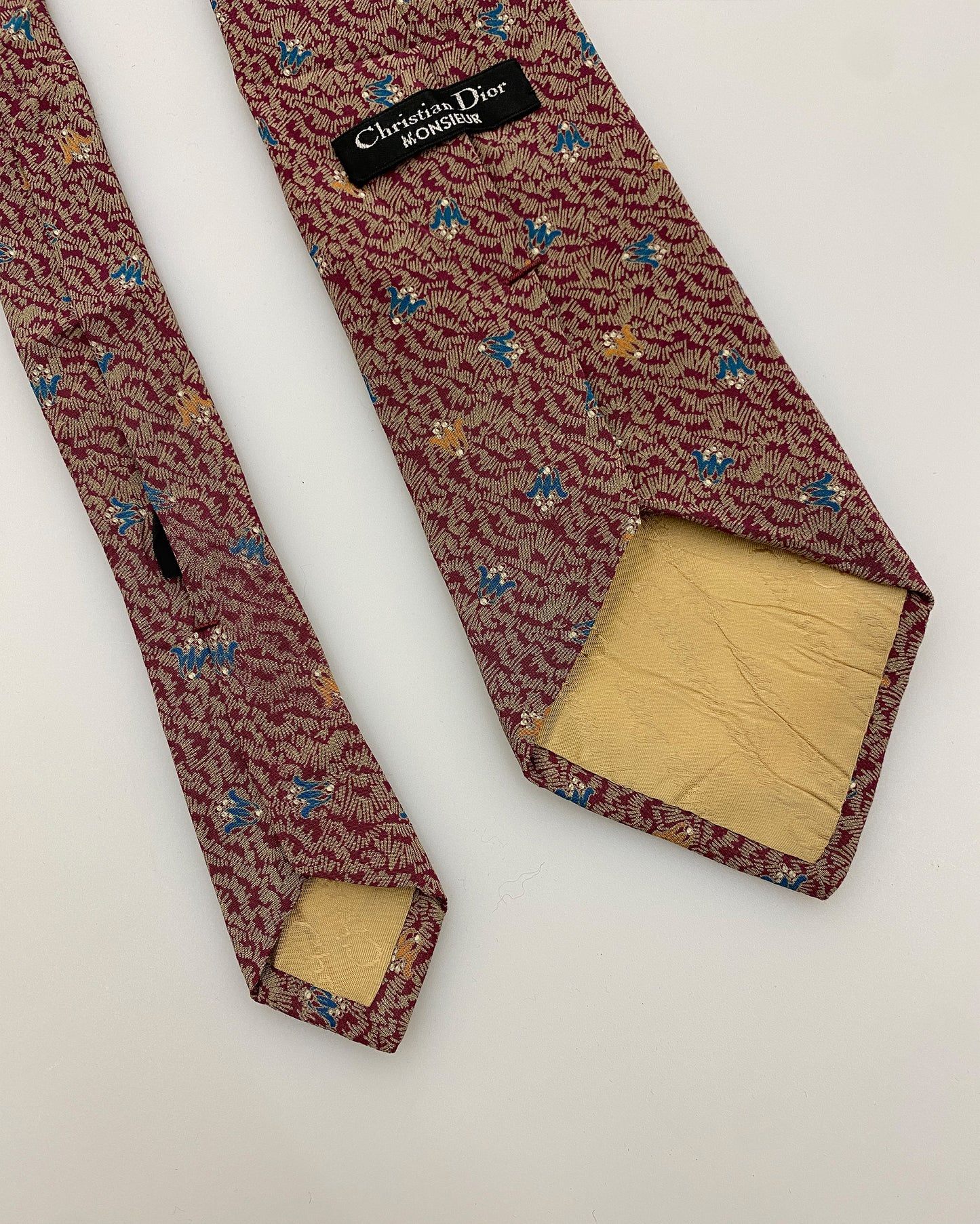 Christian Dior 1990s Pattern Tie Burgundy