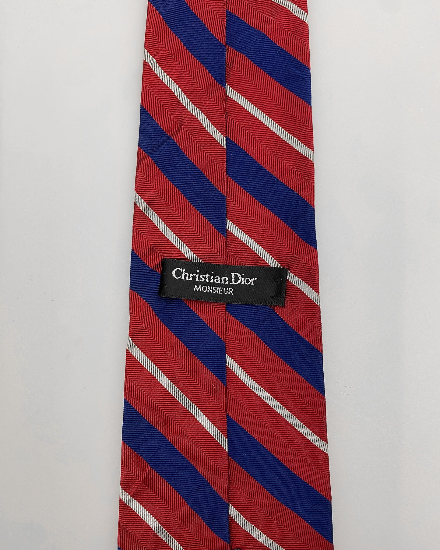 Christian Dior 1990s Striped Tie Red Blue