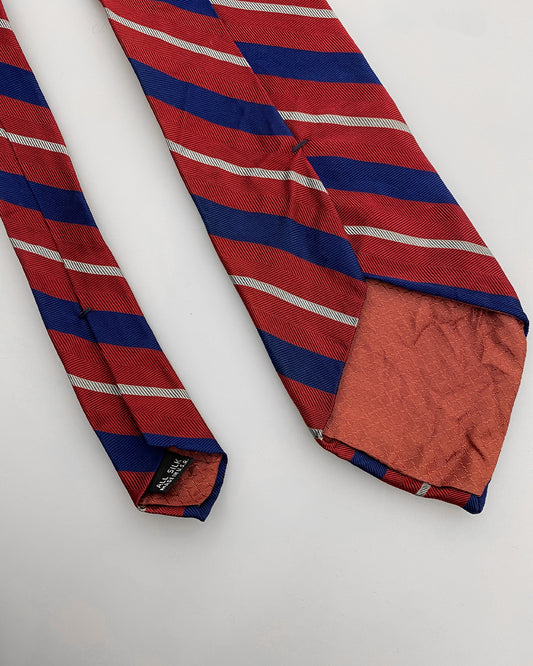 Christian Dior 1990s Striped Tie Red Blue