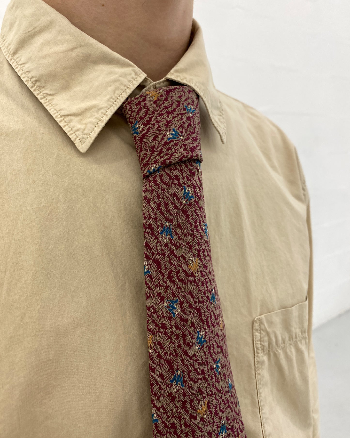 Christian Dior 1990s Pattern Tie Burgundy