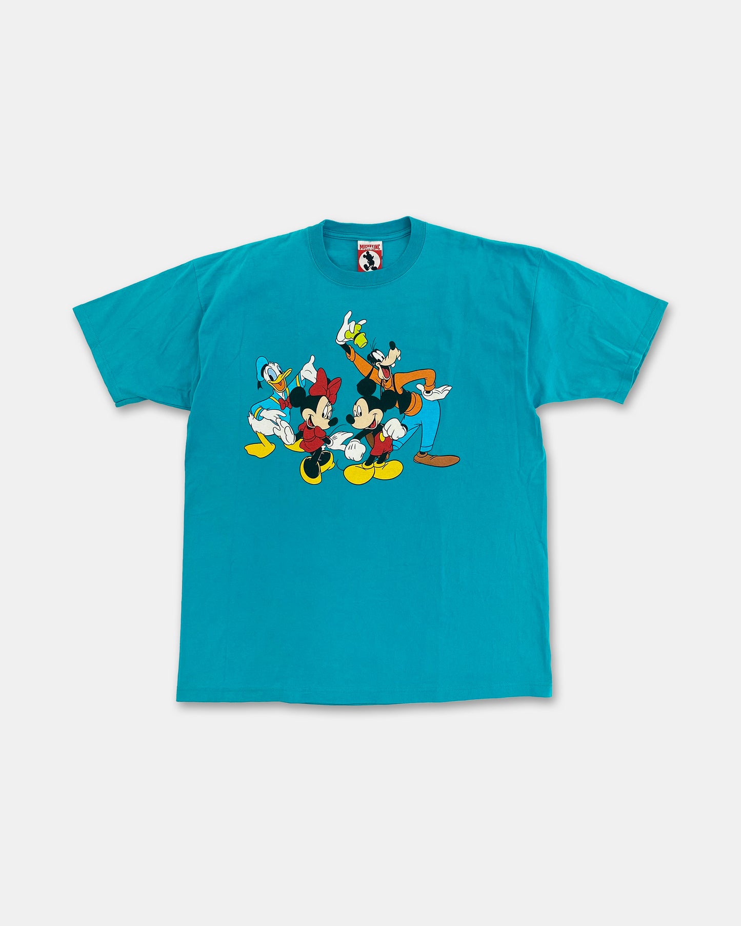 Vintage 1990er Mickey Gang Grafik T-Shirt Cyan 