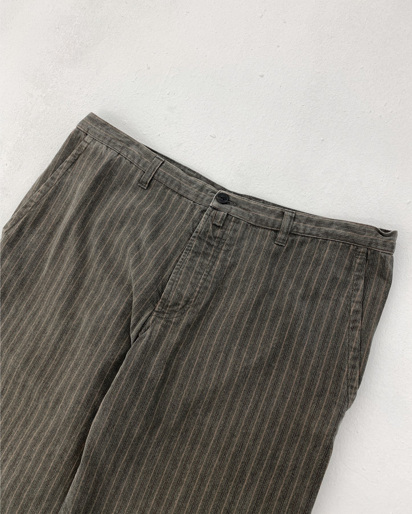 Dries van Noten 2000s Striped Pants Brown