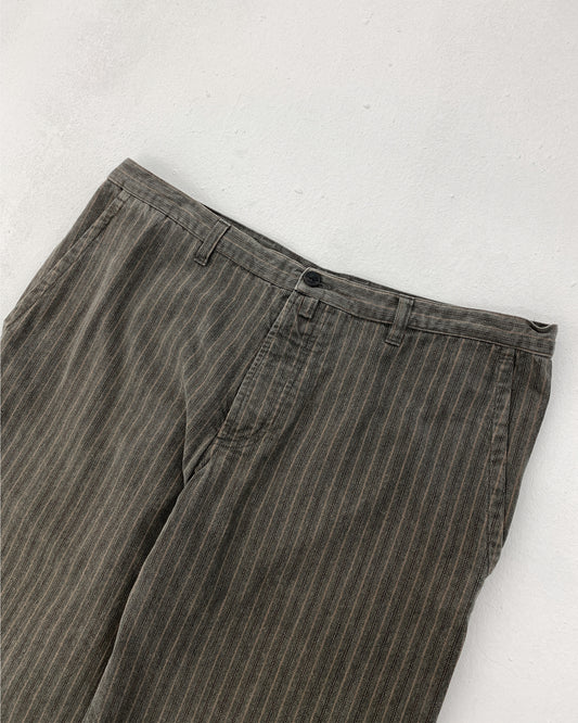 Dries van Noten 2000s Striped Pants Brown