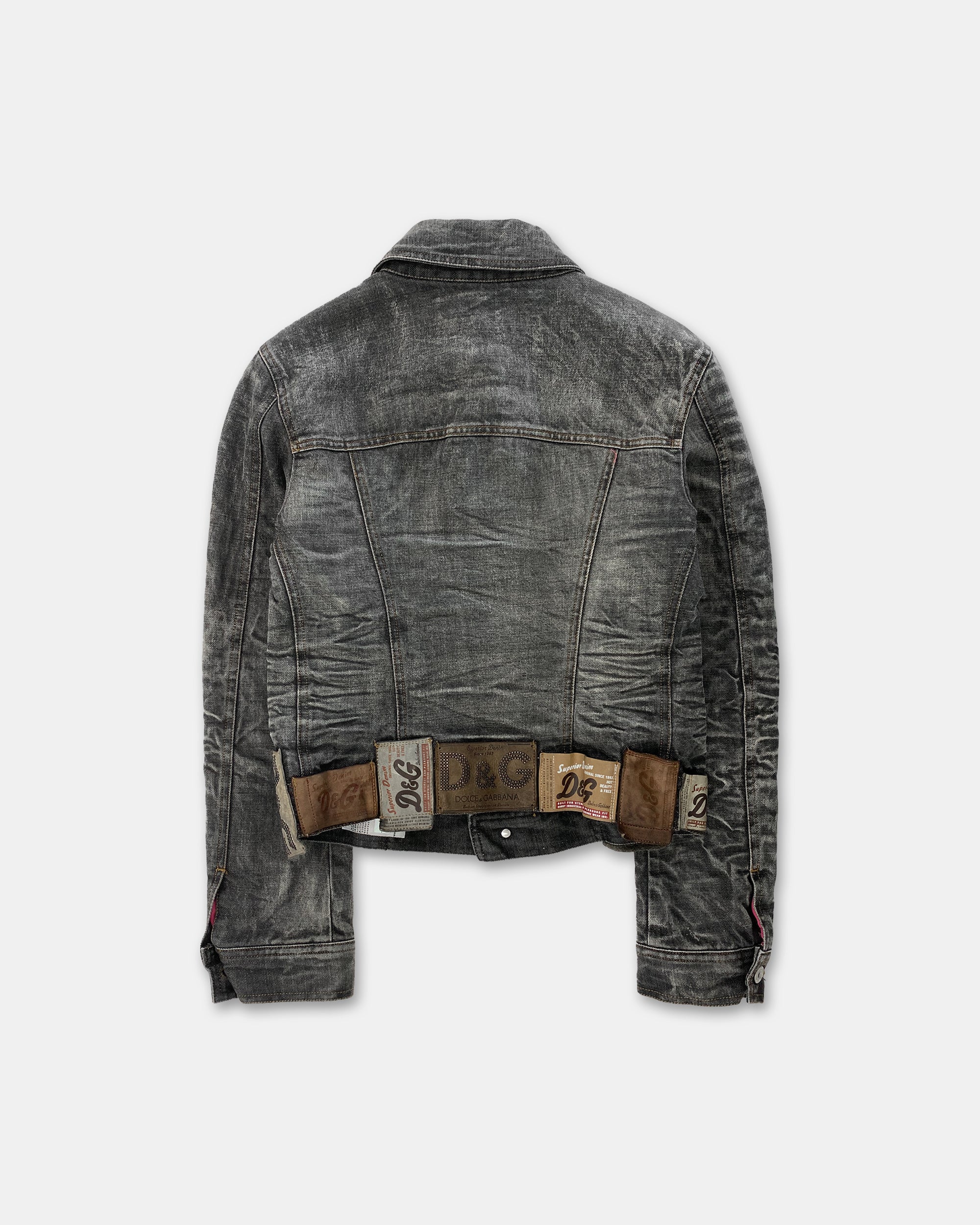 Dolce & Gabbana AW2003 Multi Patch Denim Jacket Grey Dolce & Gabbana AW2003 Multi Patch Denim Jacket Grey