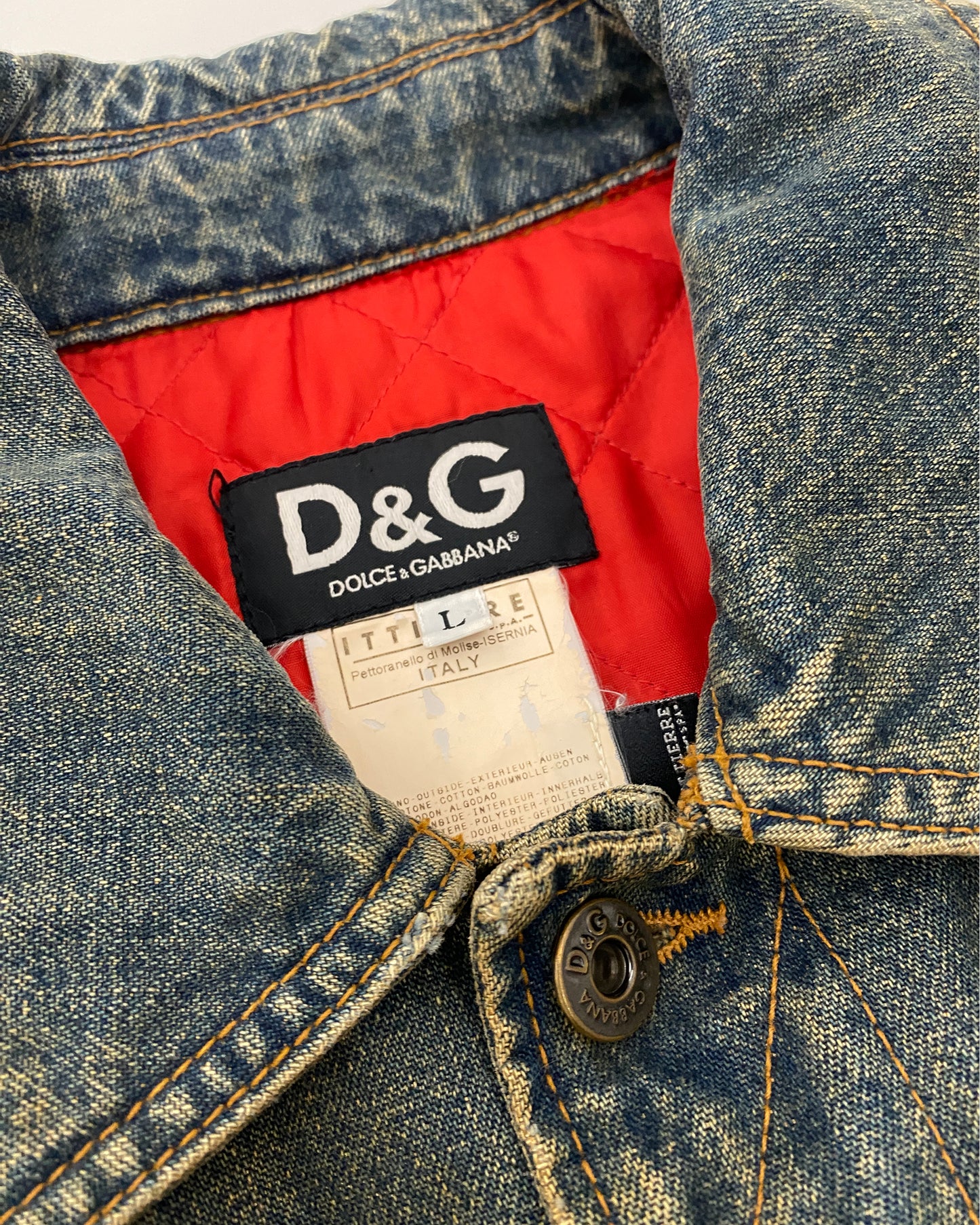 Dolce &amp; Gabbana 2000s Wattierte Jeansjacke Schmutzig Blau 