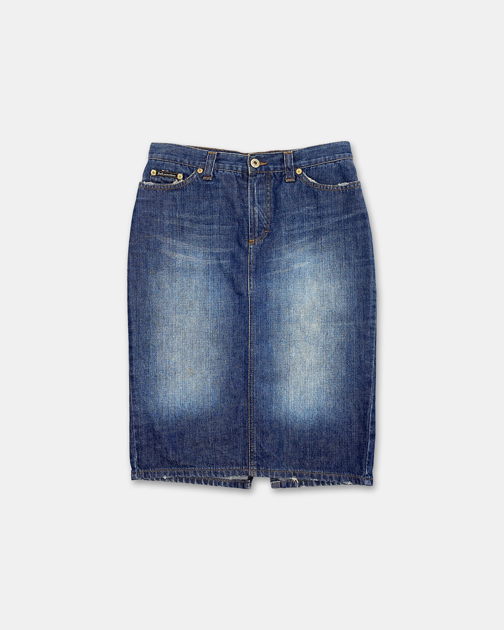 Dolce &amp; Gabbana 2000s Denim-Midirock in verwaschenem Blau 