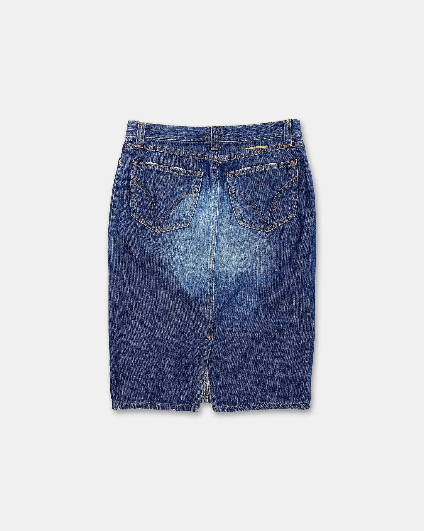 Dolce &amp; Gabbana 2000s Denim-Midirock in verwaschenem Blau 