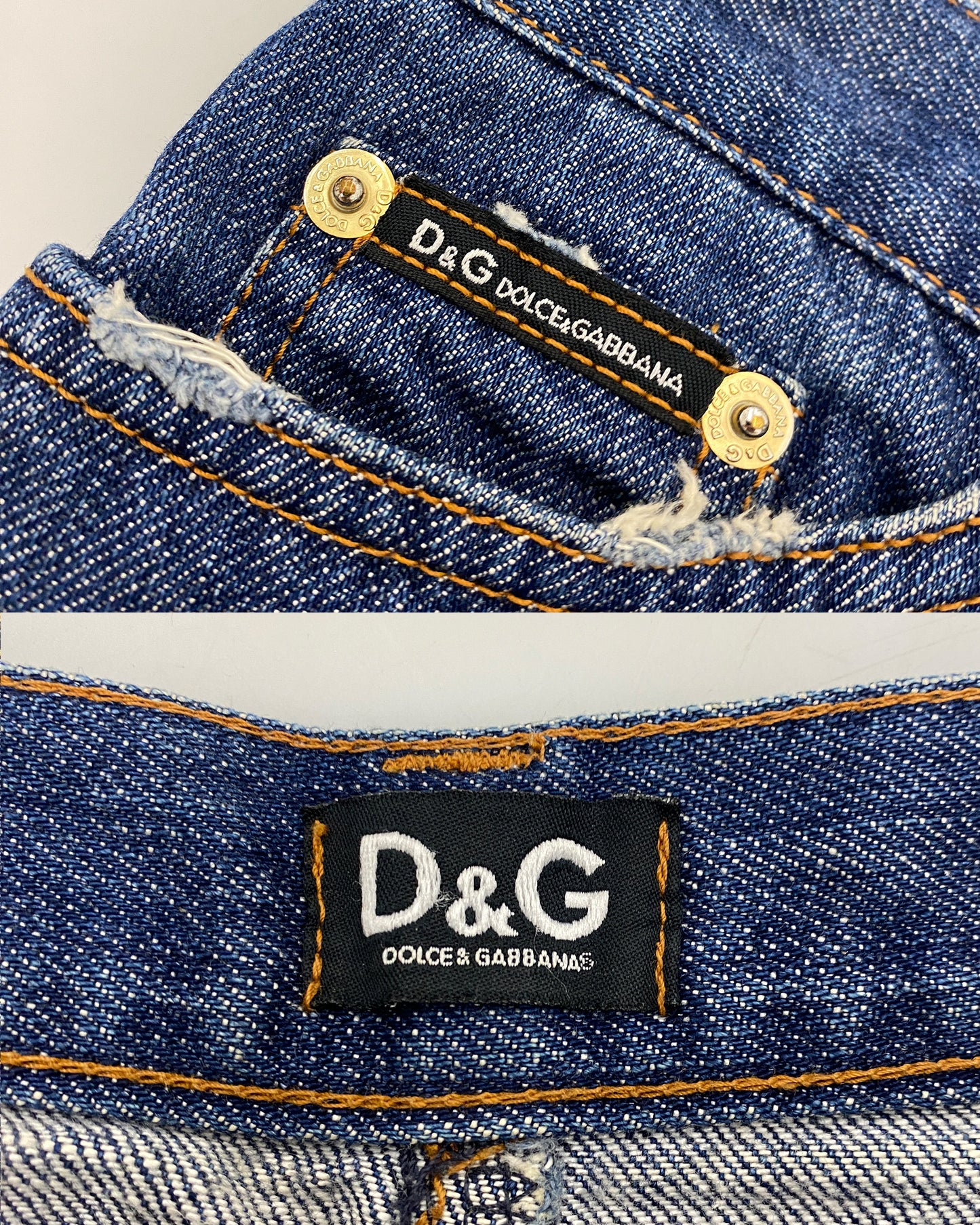 Dolce &amp; Gabbana 2000s Denim-Midirock in verwaschenem Blau 