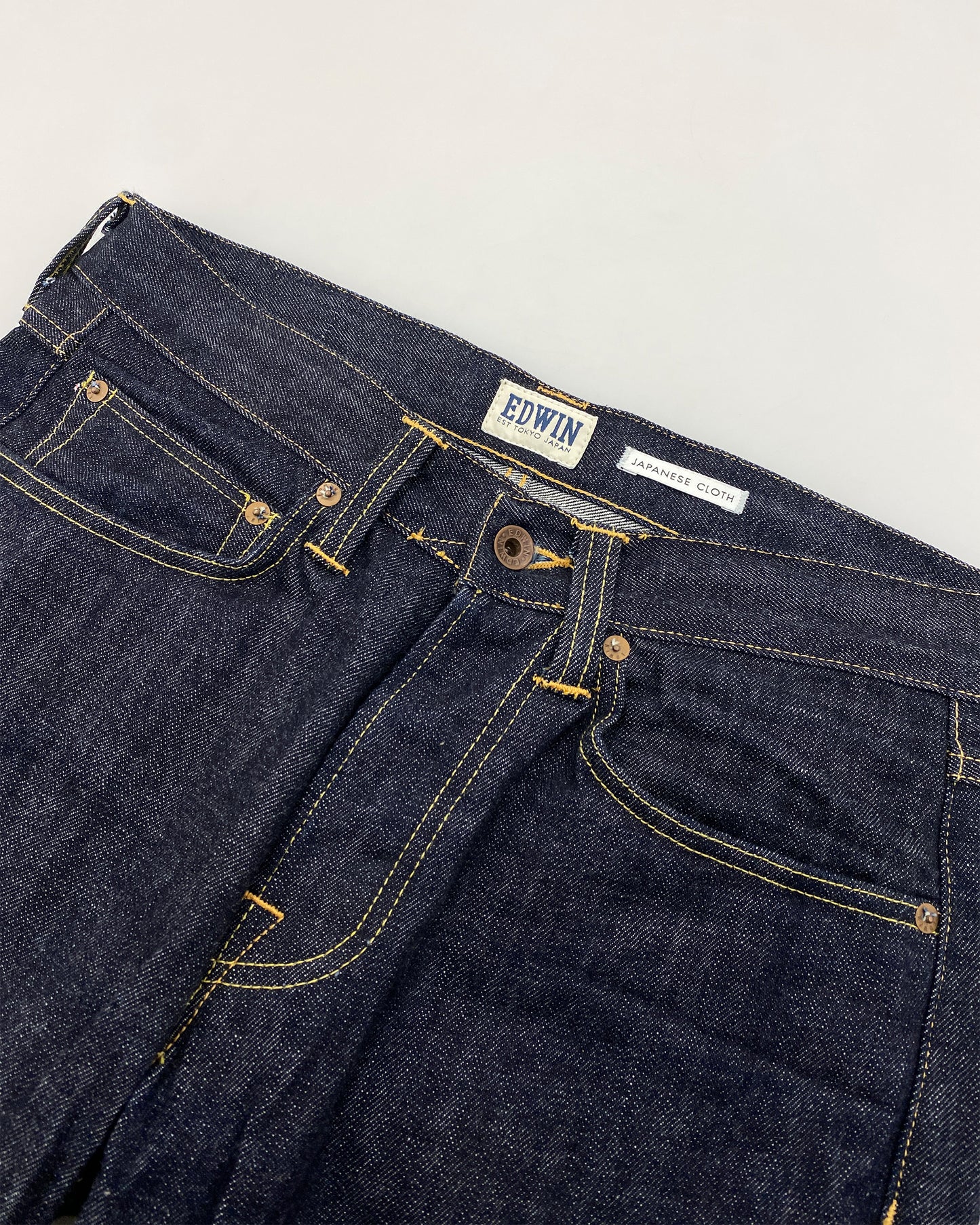 Edwin 2020s Straight Selvedge Denim Rohblau 