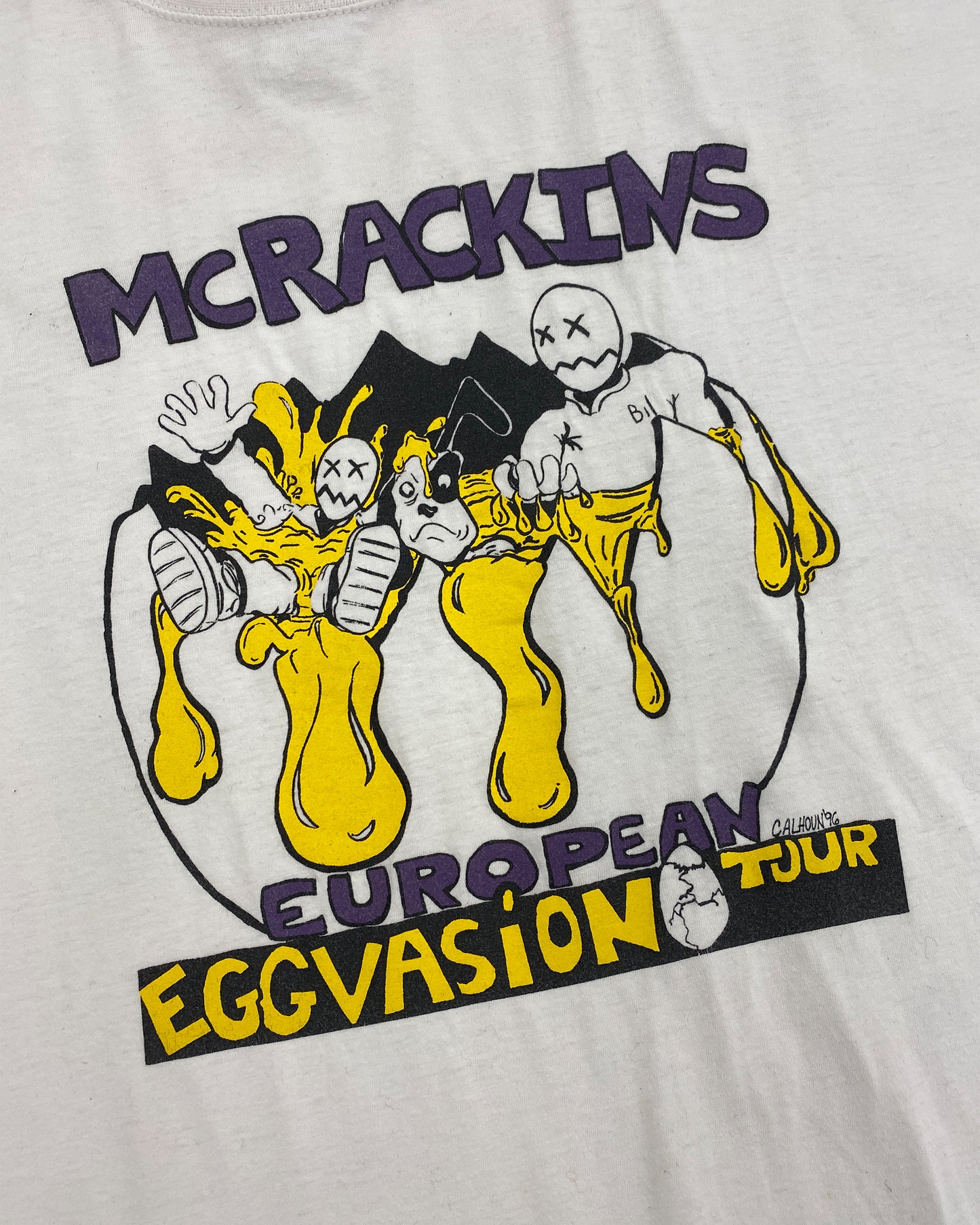 Vintage 1996 McRackins Eggvasion Tour Band T-Shirt White